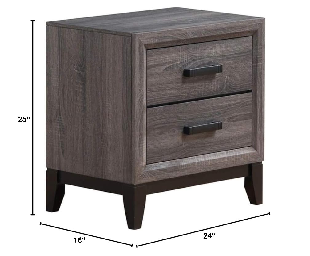 Modern Grey Nightstand with Storage - Solid Wood Bedside Table for Bedroom, Living Room & Office - Global Furniture USA