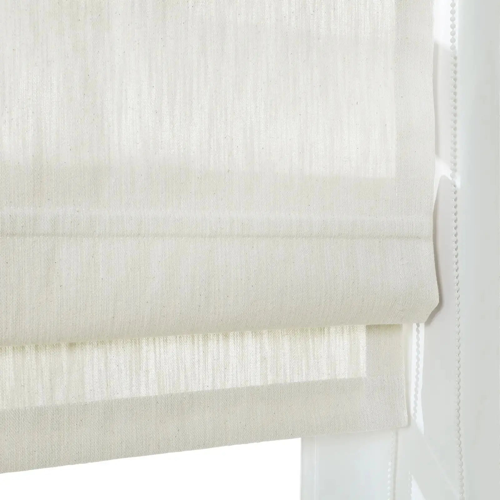 Cloe Cotton Blend Roman Shade with Cord Lift - Blackout Window Treatment for Bedroom & Living Room