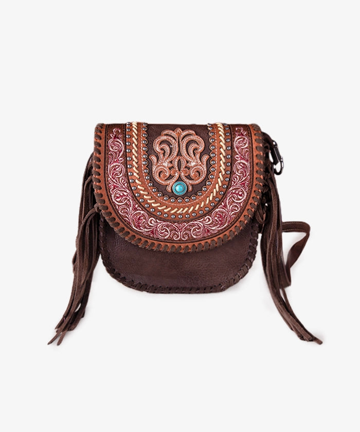 Montana West Fringe Concho Crossbody Bag for Women - Stylish Leather Shoulder Purse with Western Design | Perfect for Casual Outings, Parties & Everyday Use