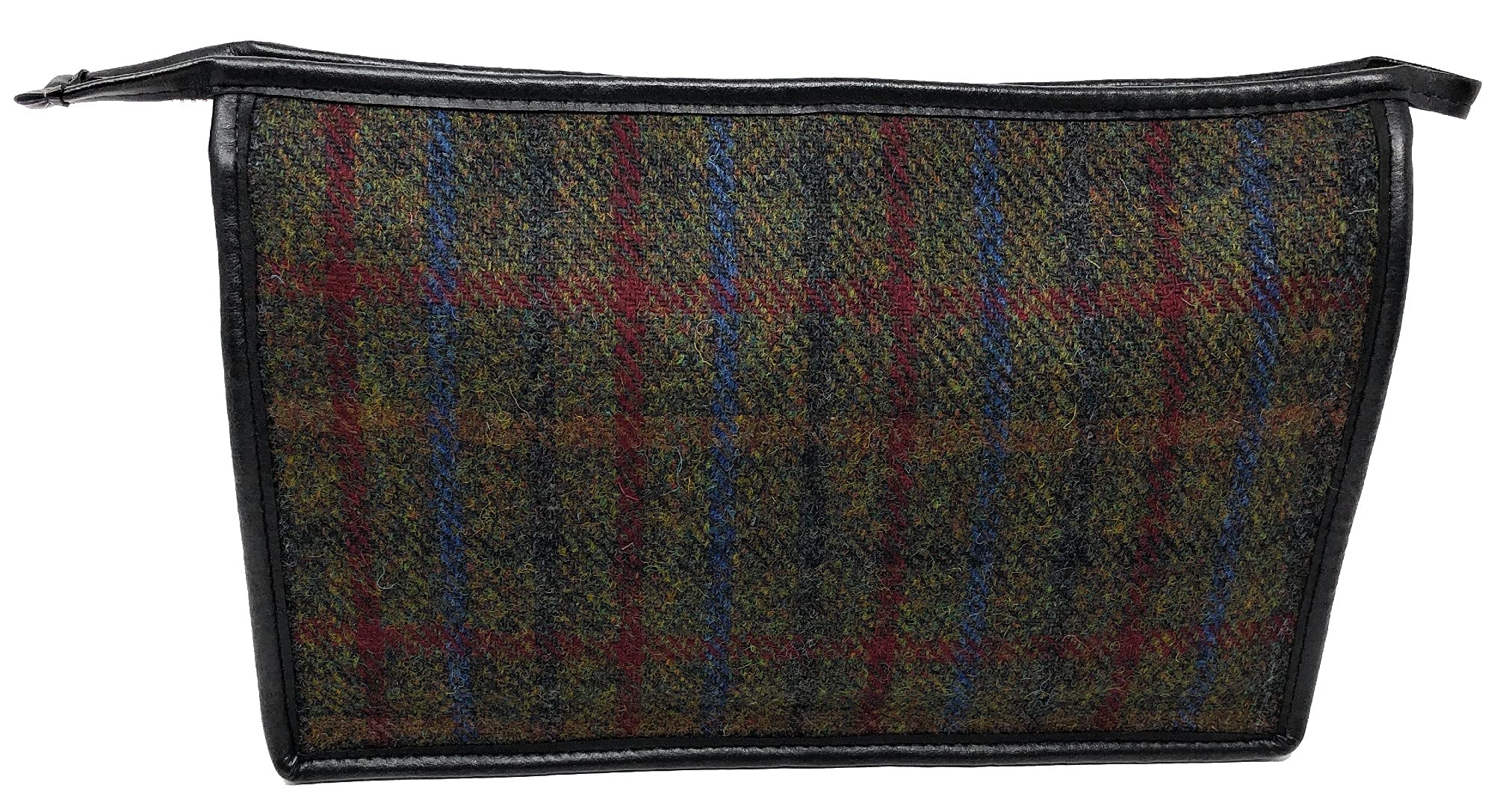 Scott MacKenzie Harris Tweed Green Check Toiletries Wash Bag - Waterproof Travel Cosmetic Organizer for Men & Women - Perfect for Gym, Business Trips and Vacation Essentials