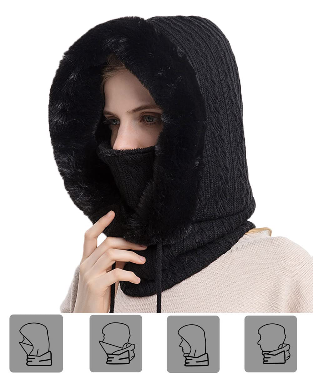 Women's Fleece Ski Mask Balaclava - Winter Face Cover Hood with Neck Protection for Skiing, Snowboarding & Outdoor Activities - Perfect for Cold Weather Sports, Dog Walking & Hiking