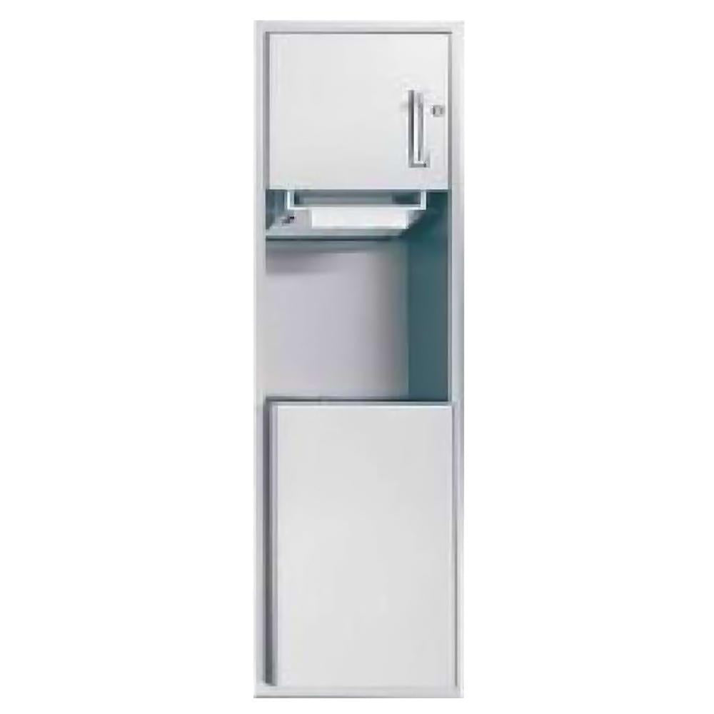 ASI 04692 Semi-Recessed Satin Paper Towel Dispenser & Waste Receptacle - 6 Traditional Roll Capacity for Restrooms, Kitchens & Commercial Spaces