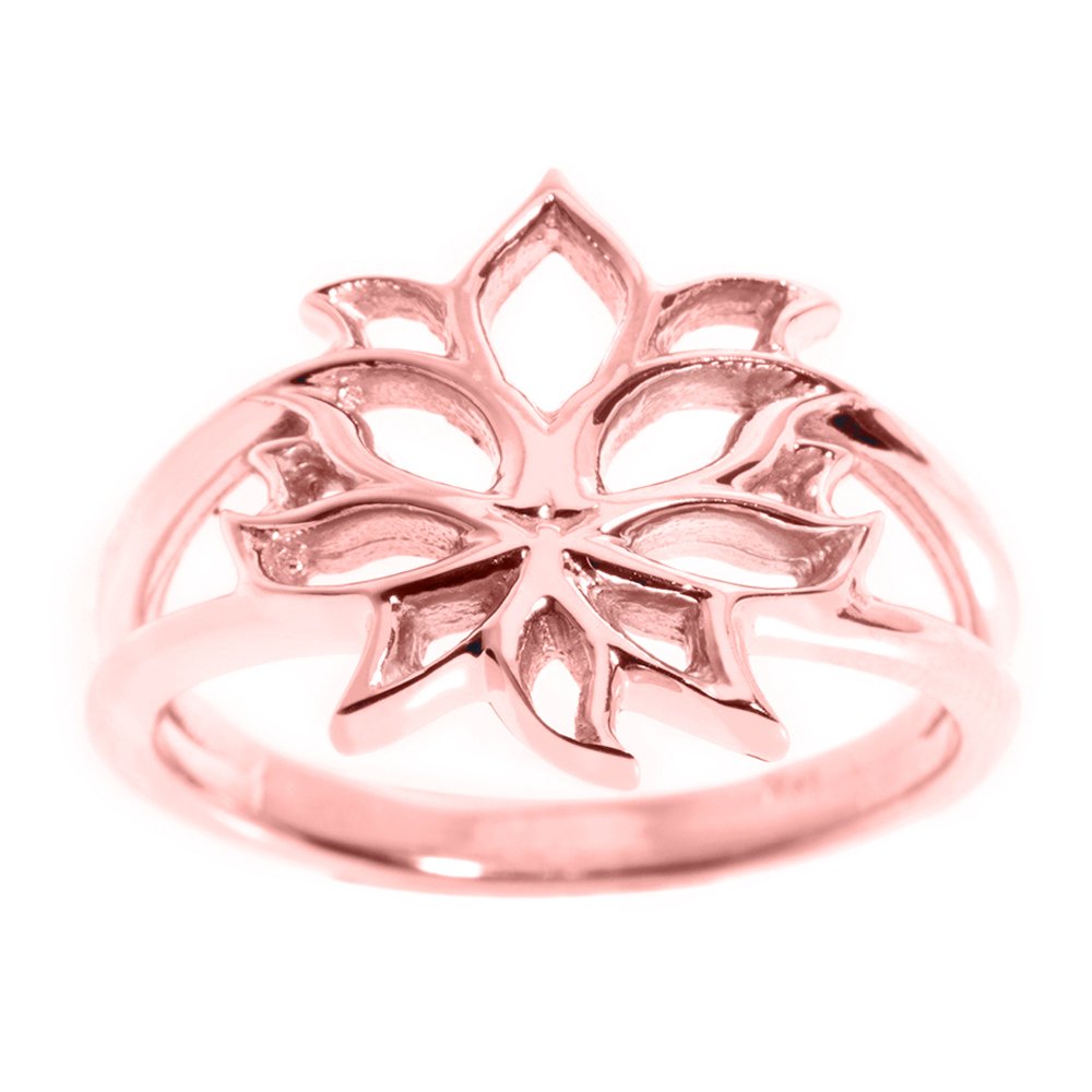 10K Rose Gold Lotus Open Band Ring for Women - Elegant & Dainty Jewelry for Everyday Wear, Date Nights & Special Occasions