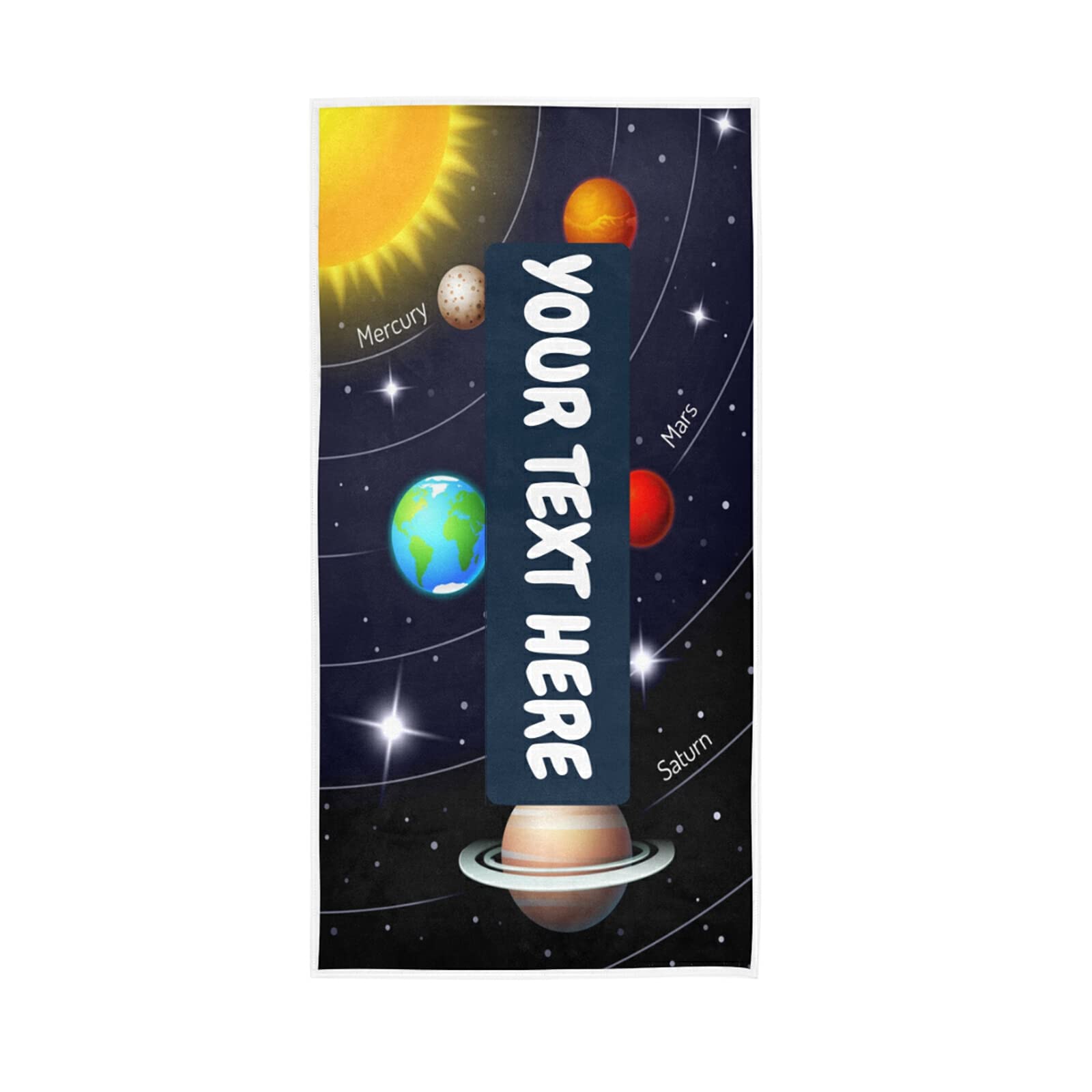 Custom Personalized Solar System Hand Towel & Face Towel - Soft, Highly Absorbent for Bathroom, Gym, Yoga, Hotel & Kitchen Decor | Perfect for Space-Themed Rooms, Gifts & Eco-Friendly Drying
