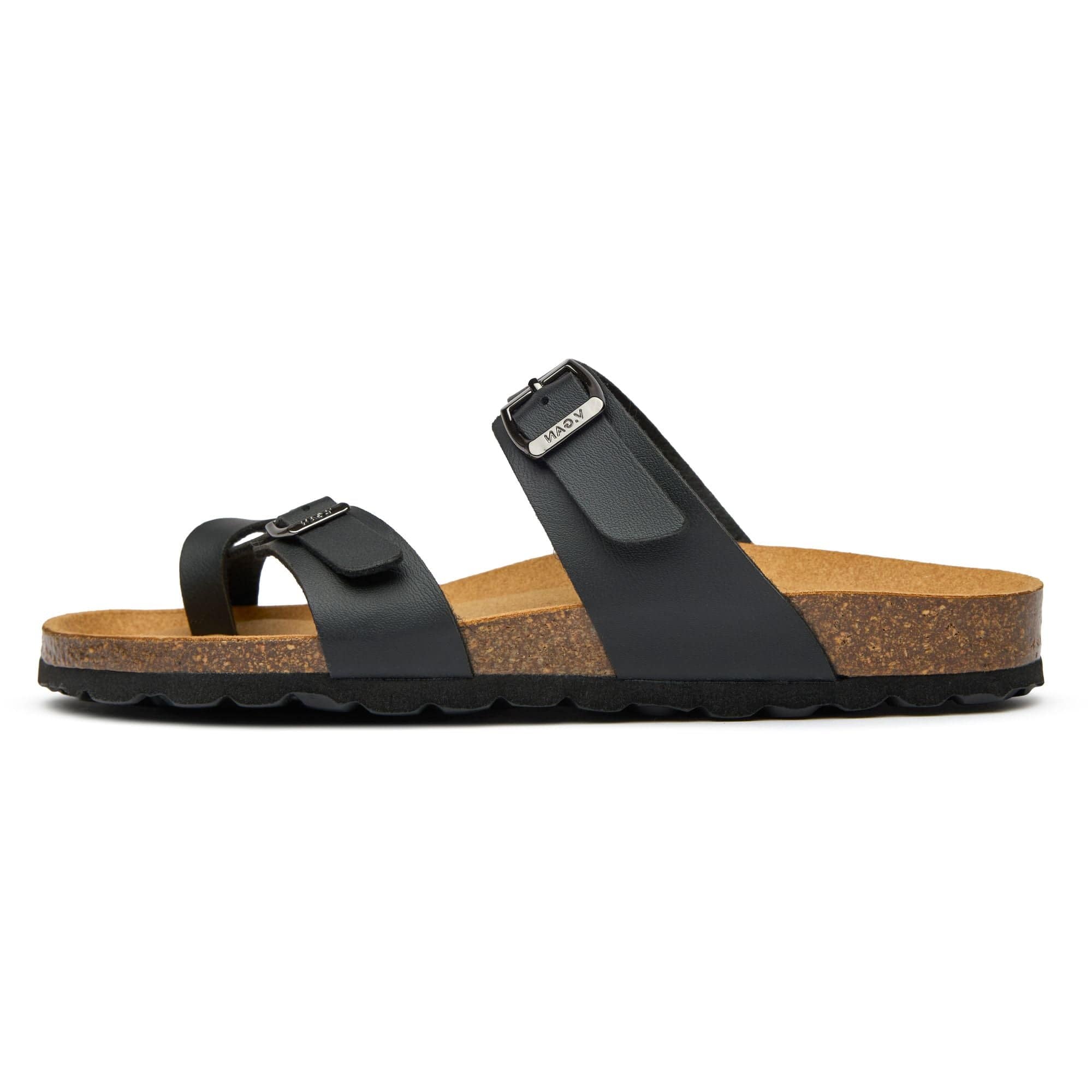 Women's Comfort Vegan Leather Sandals with Cushioned Footbed - Black | Perfect for Casual Wear, Beach, and Summer Outfits