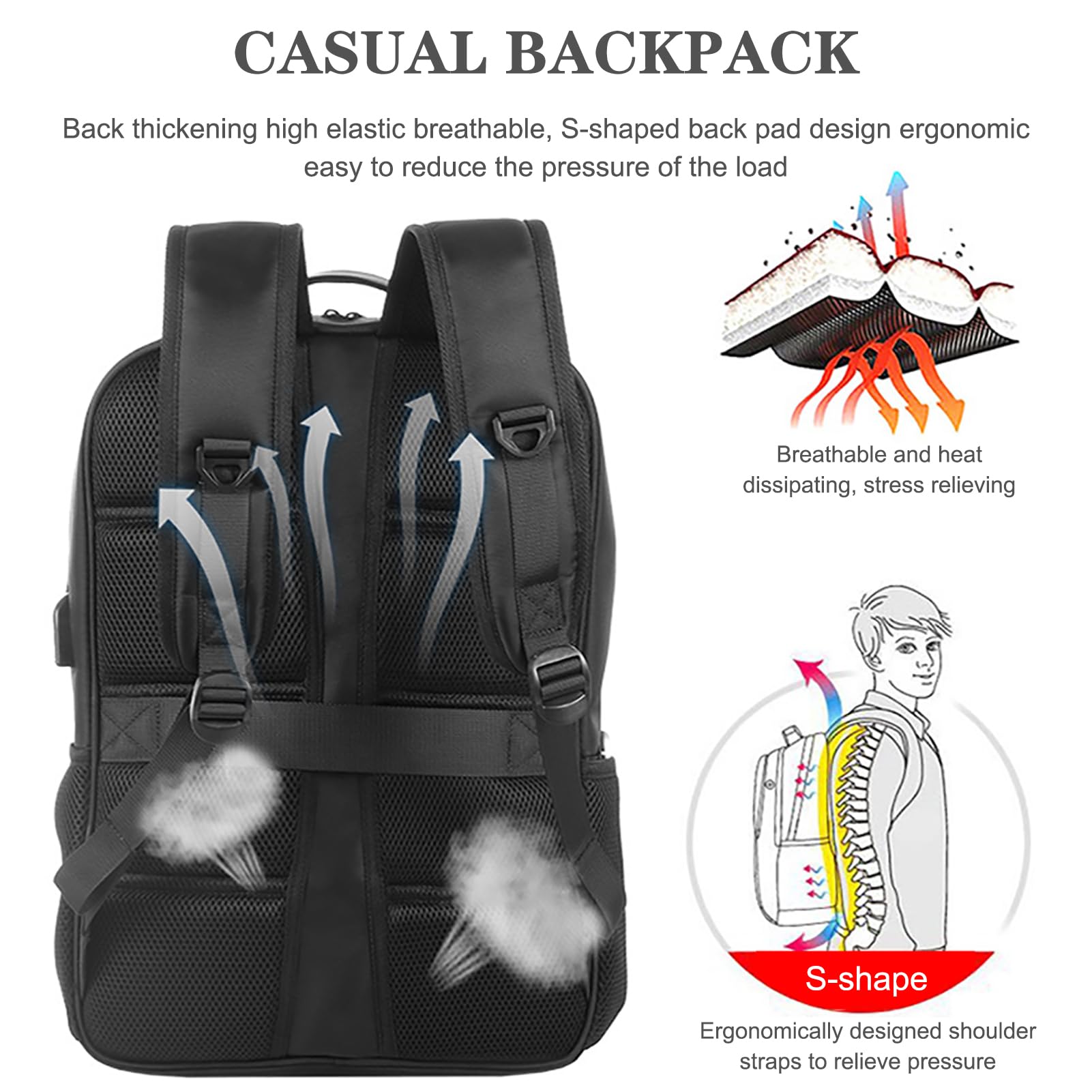 5V 14W Solar Charging Backpack with USB Port - Waterproof Solar Panel Laptop Bag for Hiking, Camping, Travel & Outdoor Adventures - Charge Your Phone & Devices On The Go