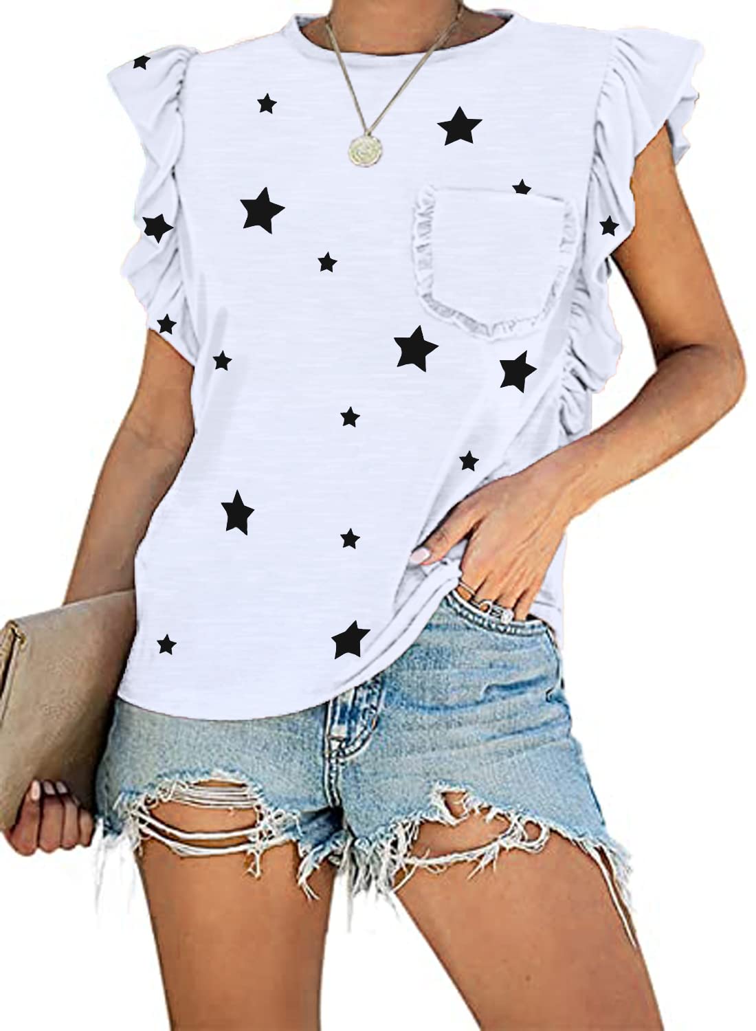 MIHOLL Women's Summer Sleeveless Tops - Casual Loose Ruffle Blouse & Tank Tops for Beach, Vacation & Everyday Wear | Breathable Comfort Fit