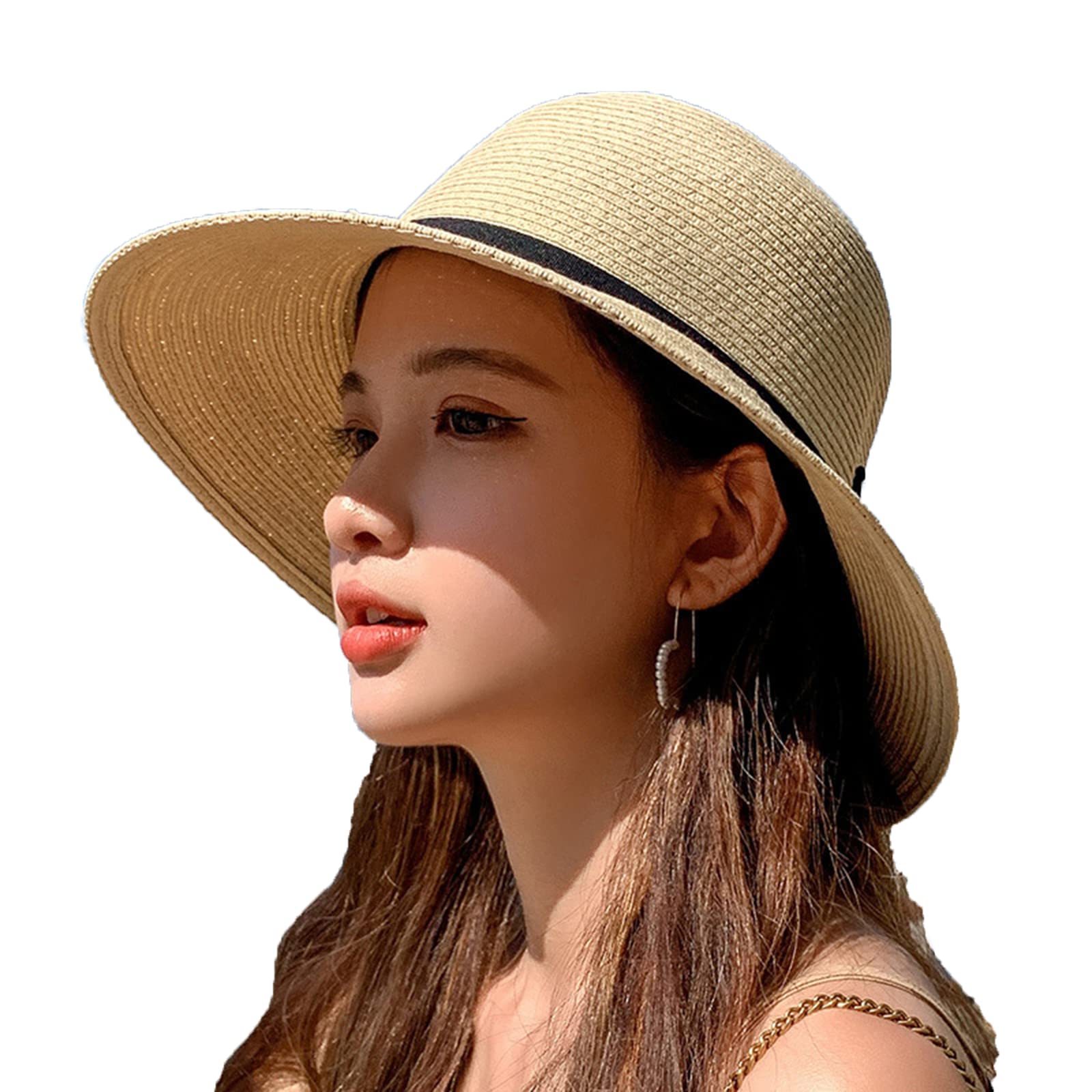 Women's UPF 50+ Wide Brim Sun Hat - Foldable Straw Beach Hat for Summer, Travel & Outdoor Activities - Perfect for Beach, Pool, Gardening and Vacation Protection