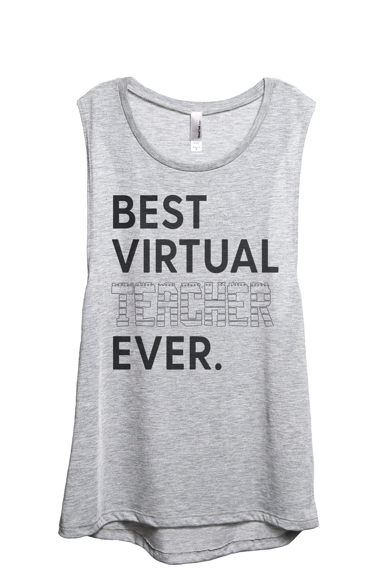Best Virtual Teacher Ever Women's Sleeveless Muscle Workout Yoga Tank Top - Comfortable & Stylish Activewear for Gym, Yoga & Running