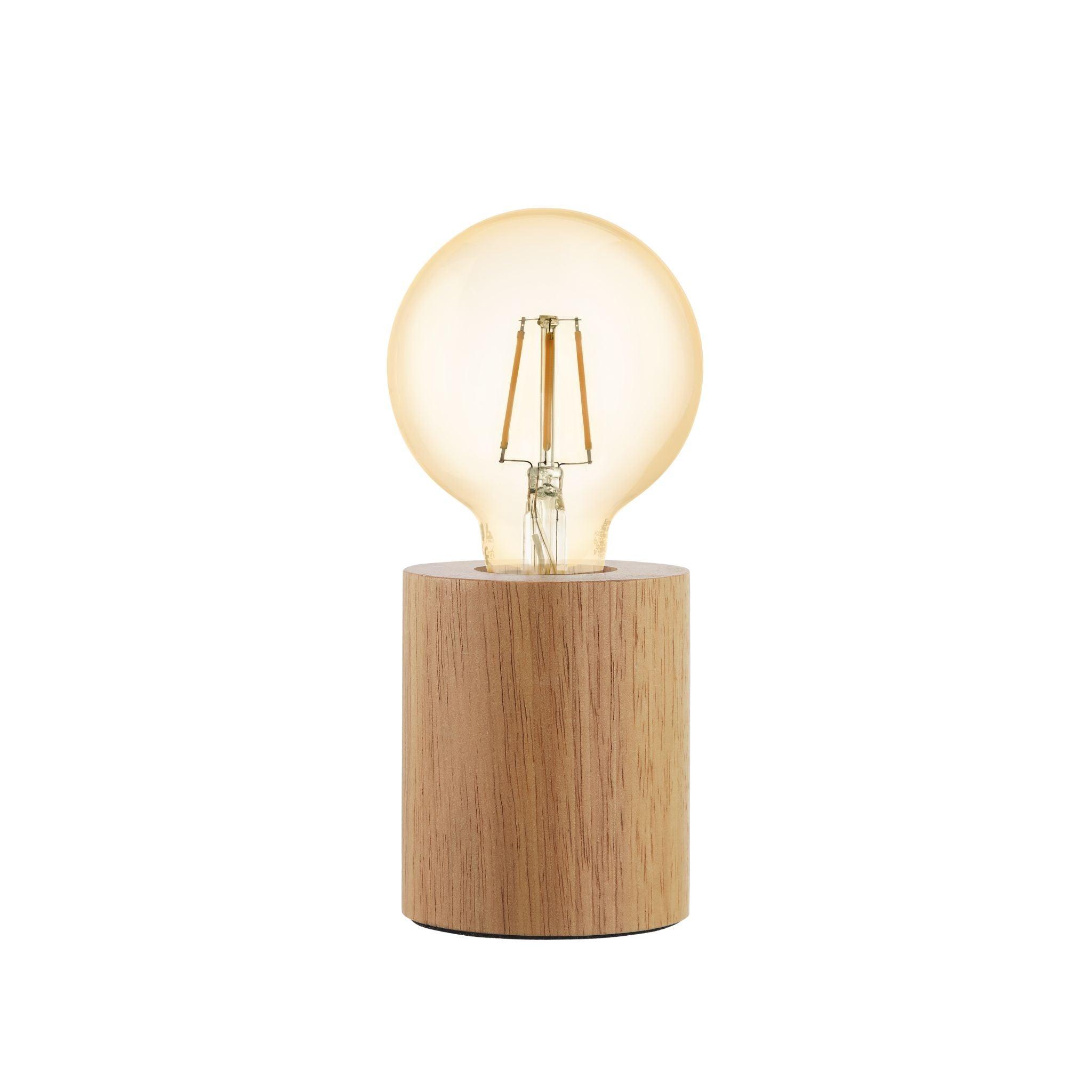 Eglo Turialdo Modern Wooden Cylinder Table Lamp - Natural Oak Finish, 15W LED, Adjustable Brightness - Perfect for Bedroom, Living Room, and Office Lighting