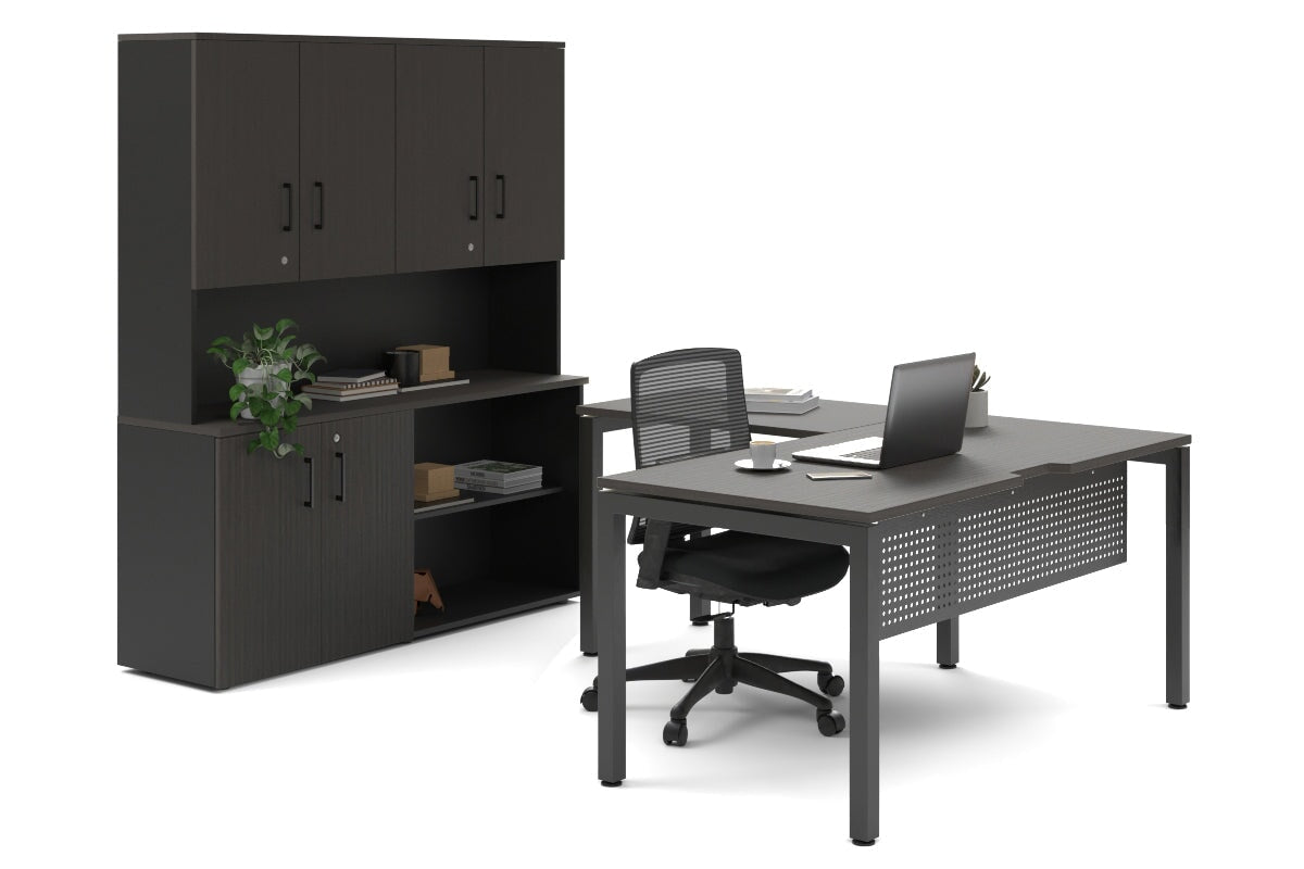 Quadro Square Legs L-Shaped Executive Desk with Black Legs [1600L x 1700W] - Perfect for Home Office, Conference Room & Modern Workspace