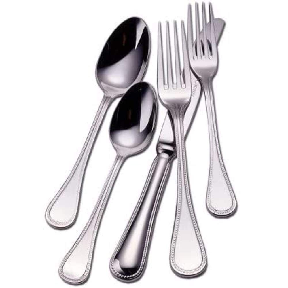 Premium 5-Piece Stainless Steel Flatware Set - Le Perle Elegant Dinnerware for Everyday Use, Fine Dining & Special Occasions
