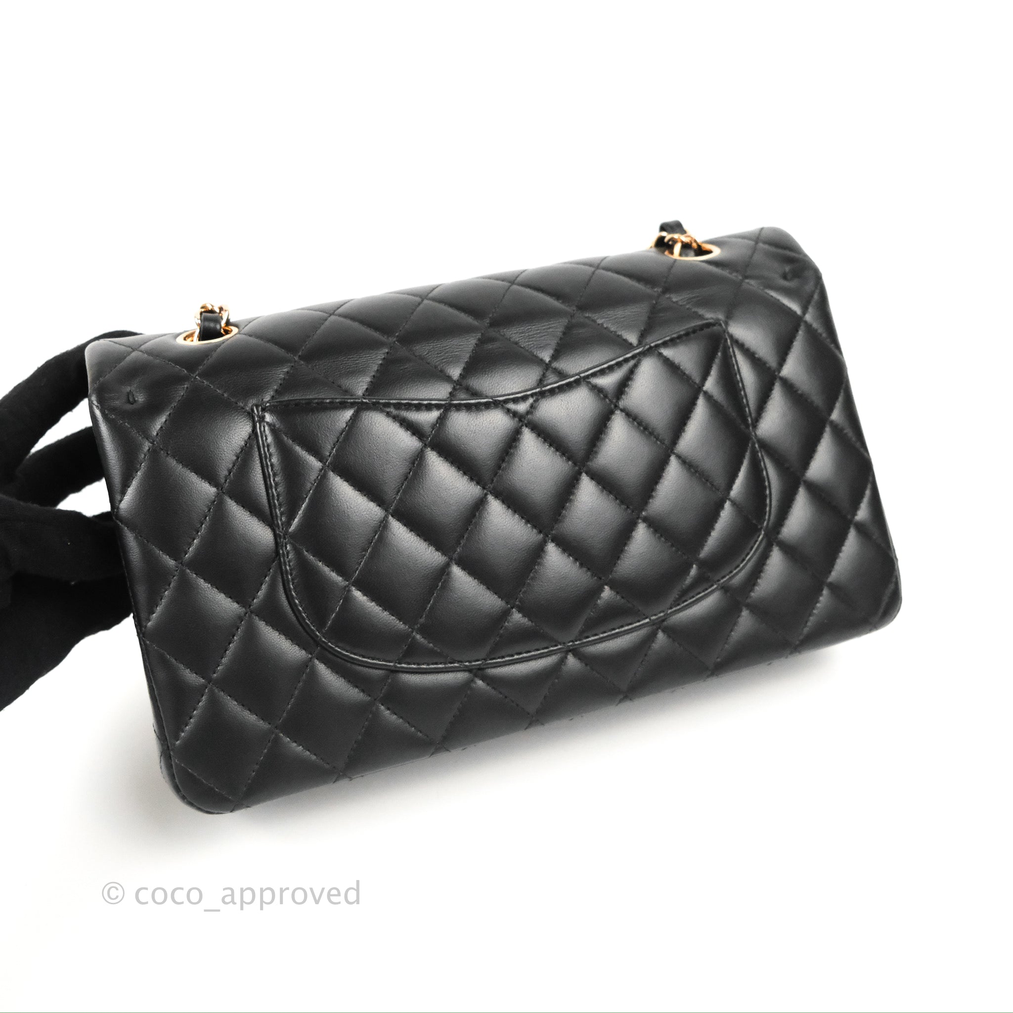 Chanel Classic Medium Flap Bag - Black Lambskin Leather with Rose Gold Hardware | Luxury Designer Handbag for Women | Perfect for Evening Events, Date Nights & Special Occasions