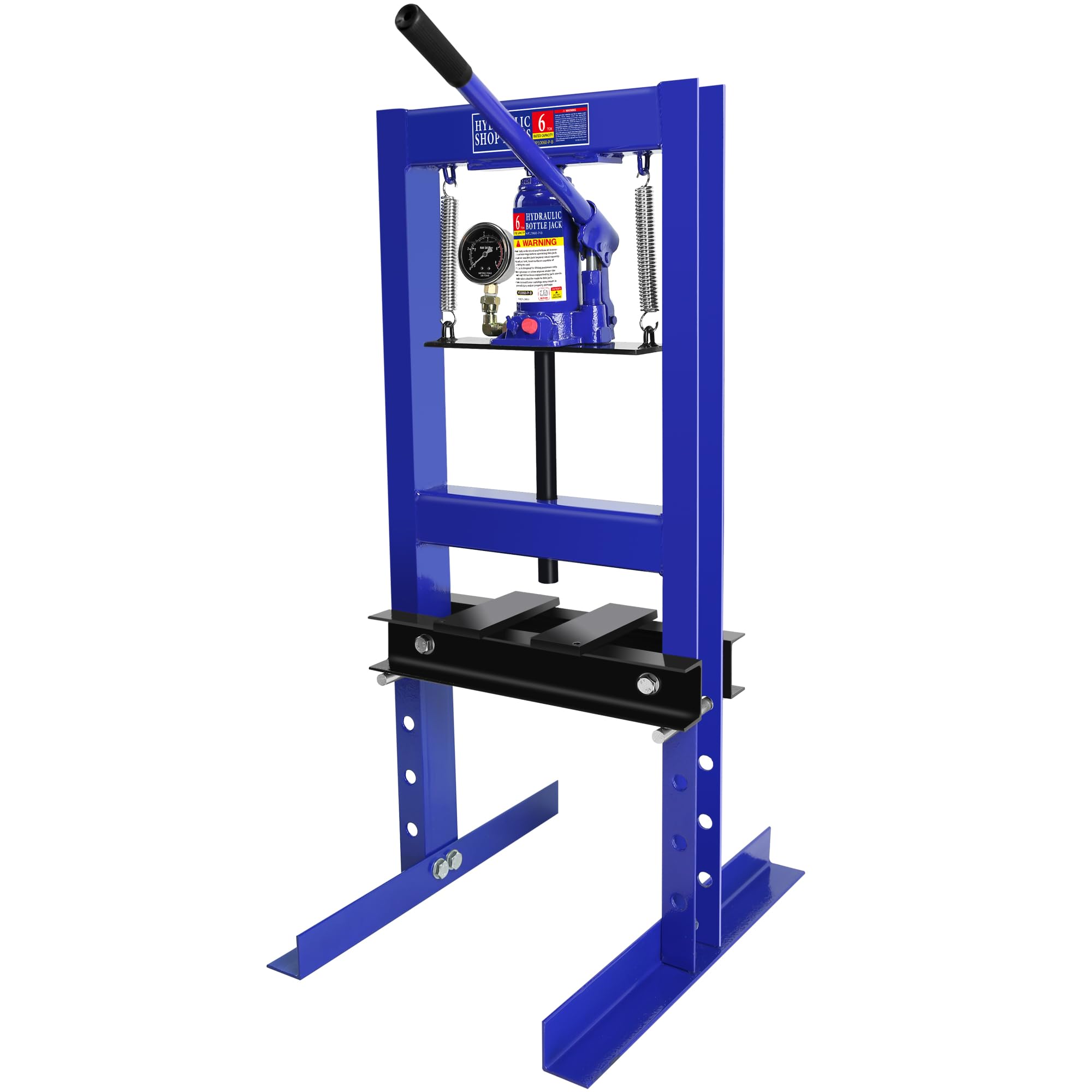 6 Ton Hydraulic Shop Press - Heavy Duty H-Frame Benchtop Press with Pressure Gauge, Adjustable Work Table & Steel Plates - Perfect for Bearing Removal, Gear Repair, Metalworking in Garage & Workshop