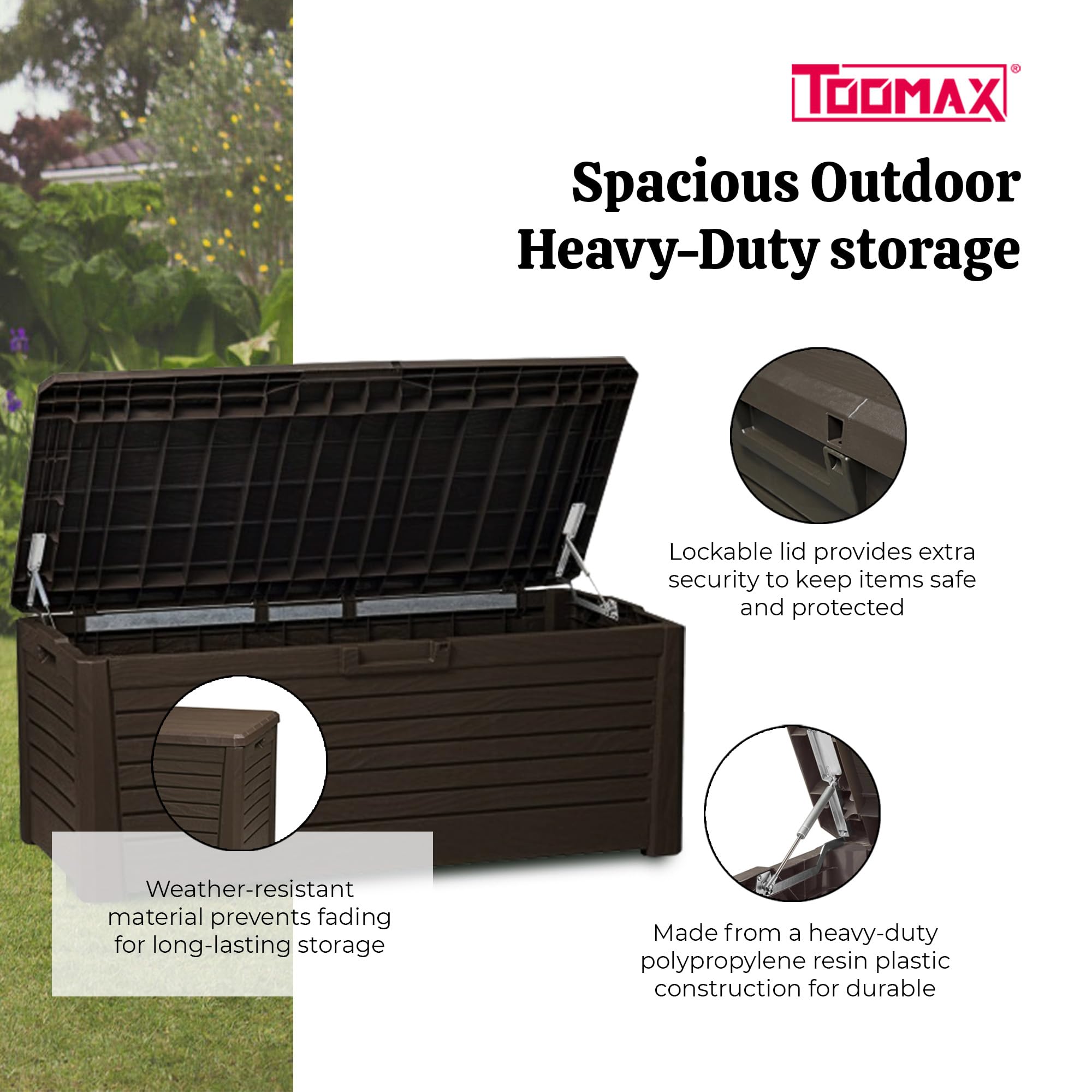 Heavy Duty 145 Gallon Outdoor Storage Deck Box - Weather Resistant, Lockable Lid, 793lb Capacity for Patio & Garden