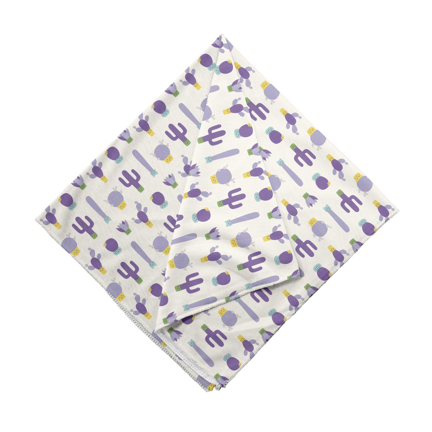 Ambesonne Cartoon Bandana - Purple Smiling Cactus Faces Unisex Head & Neck Scarf for Men Women - Perfect for Outdoor Activities, Music Festivals & Casual Wear