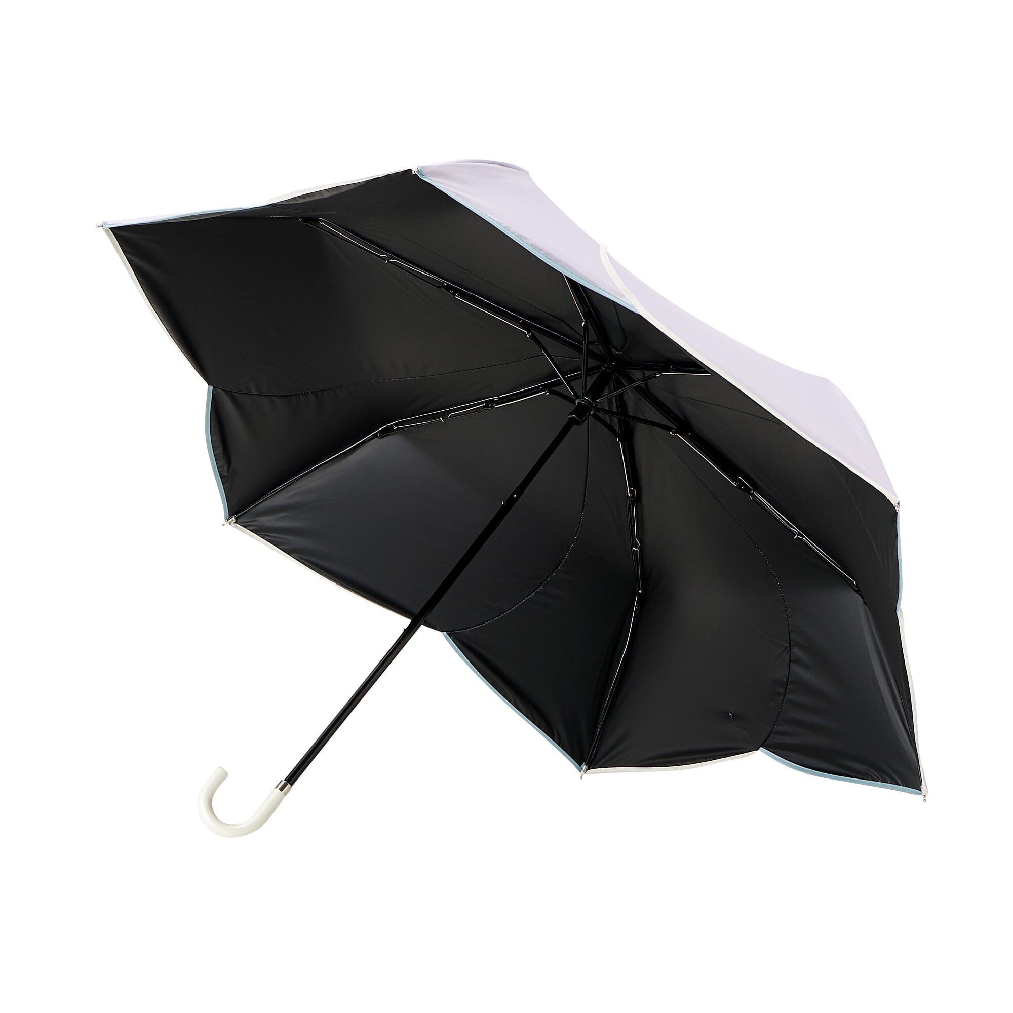Bicolor Piping Compact Parasol Umbrella 47cm Purple - Stylish Sun Protection for Outdoor Events, Beach, and Garden Use