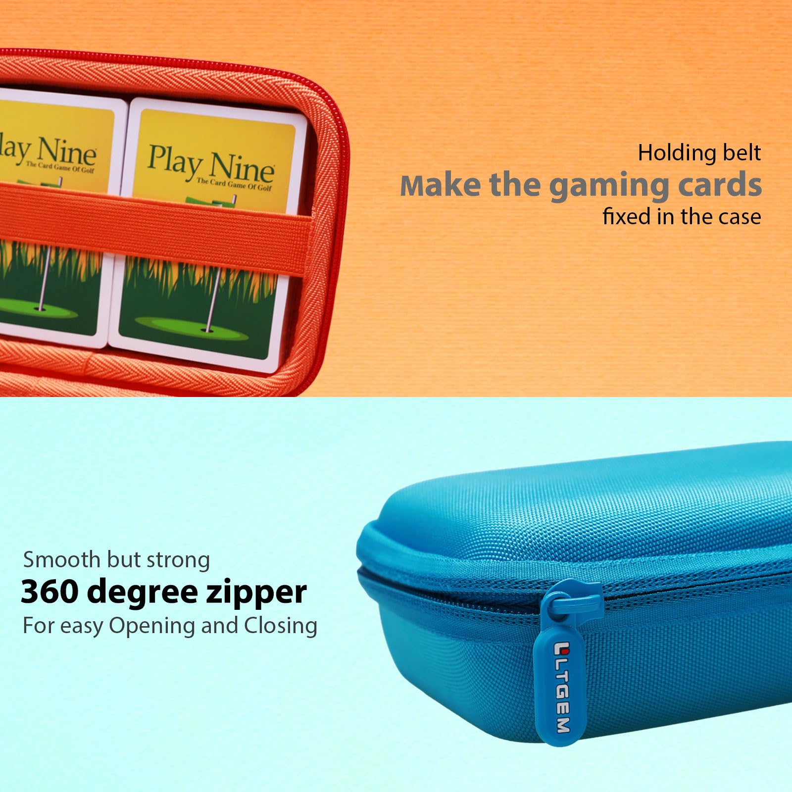LTGEM 300+ Capacity Trading Card Holder - Durable Hard Case for Pokemon, Play Nice, UNO & More PTCG Cards - Compact Travel Storage for Game Collectors (Orange) - Perfect for Tournaments, Travel & Organizing Your Card Collection