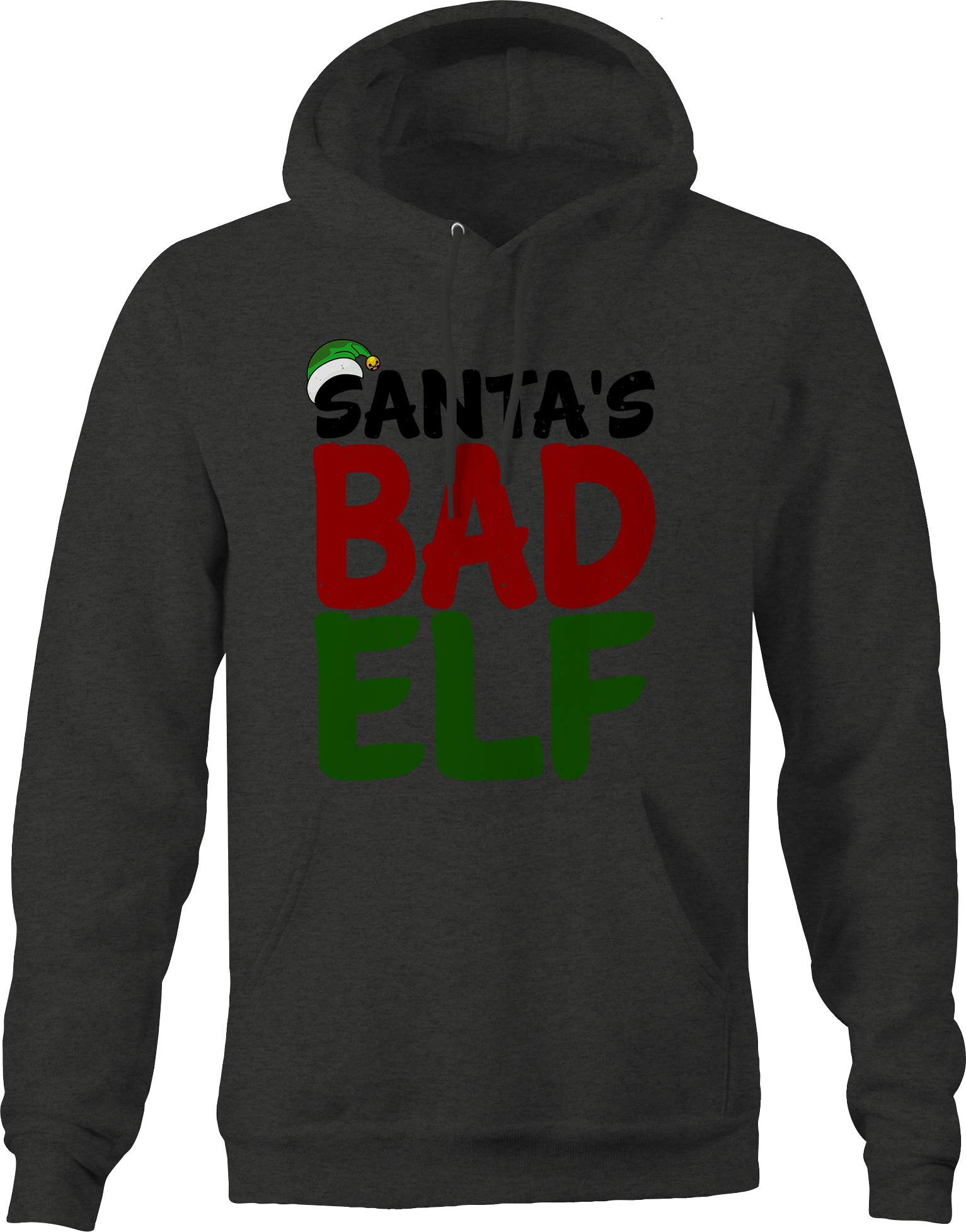 Santa's Bad Elf Naughty Nice Helper Holiday Shirt Hoodie for Men - Dark Grey | Christmas Party, Ugly Sweater Contest & Winter Gift