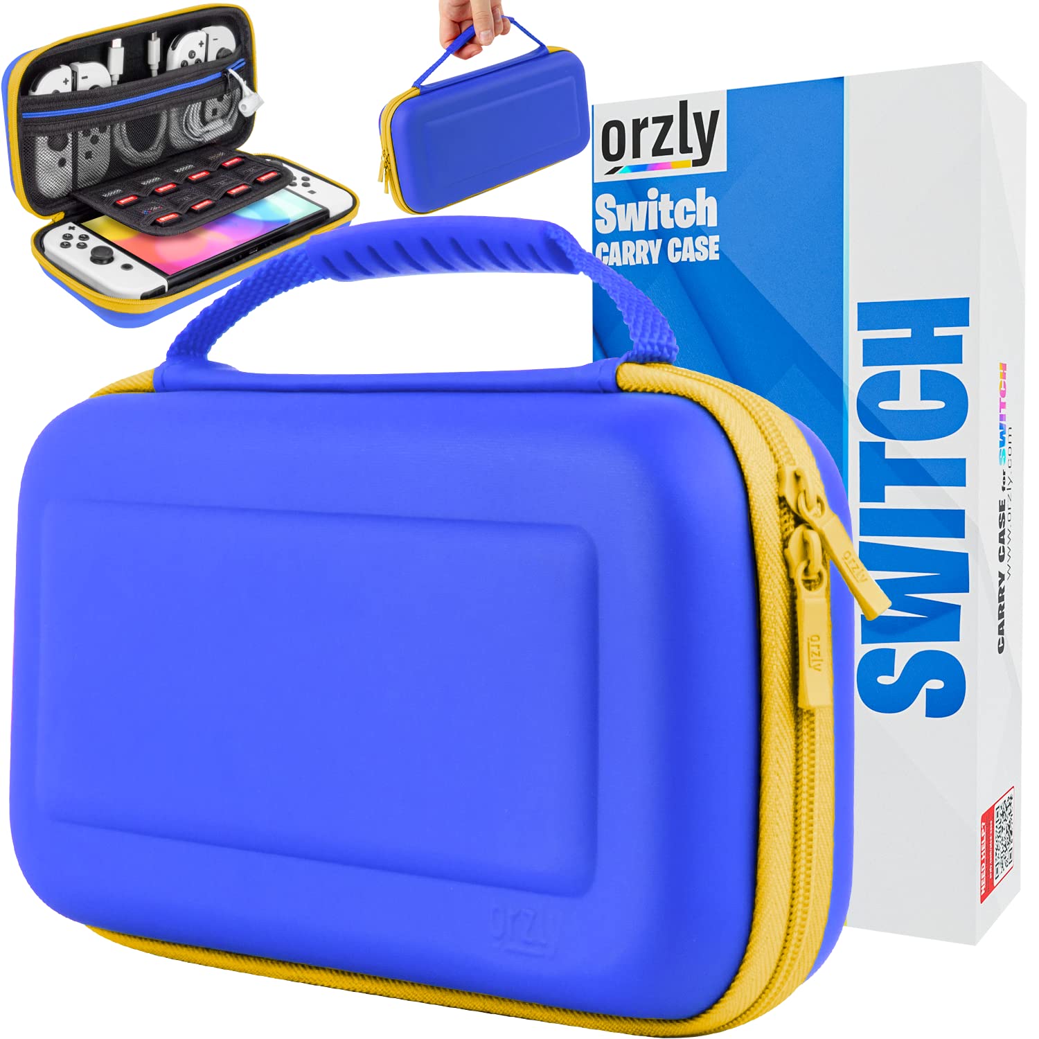 Orzly Protective Carry Case for Nintendo Switch OLED Console - Durable Travel Case with Accessories & Game Storage Compartment - Easy Clean Design - Gift Box Edition - Perfect for Travel, Gaming On-The-Go & Home Storage