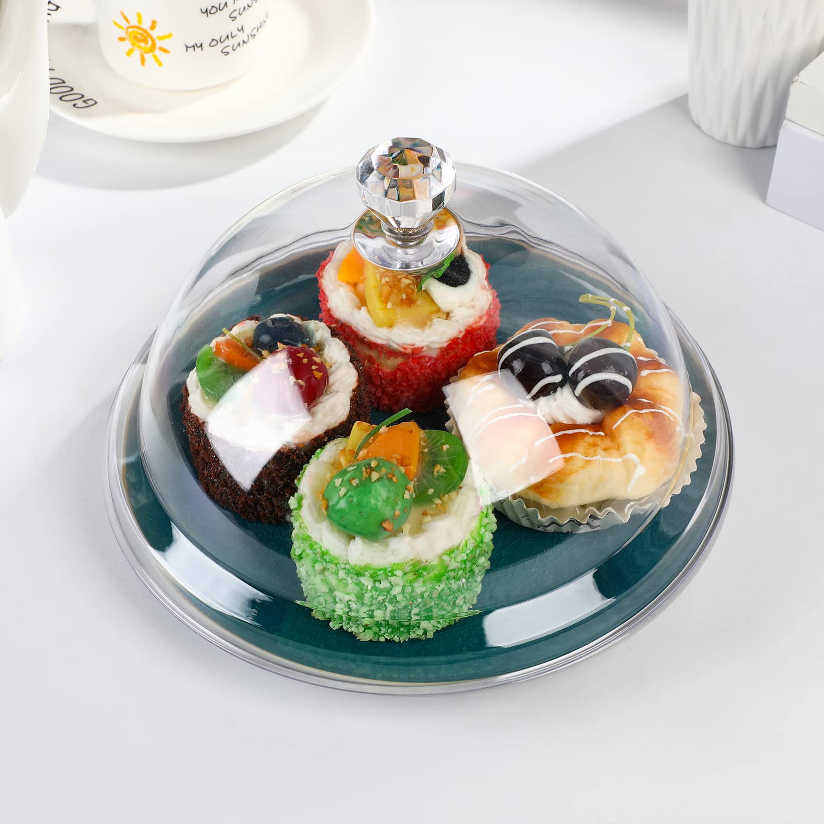 BESTonZON 8.5 Inch Clear Acrylic Cake Dome Cover - Round Food Display Cloche for Cakes, Desserts & Pastries - Perfect for Kitchen, Bakery, Party Serving & Display