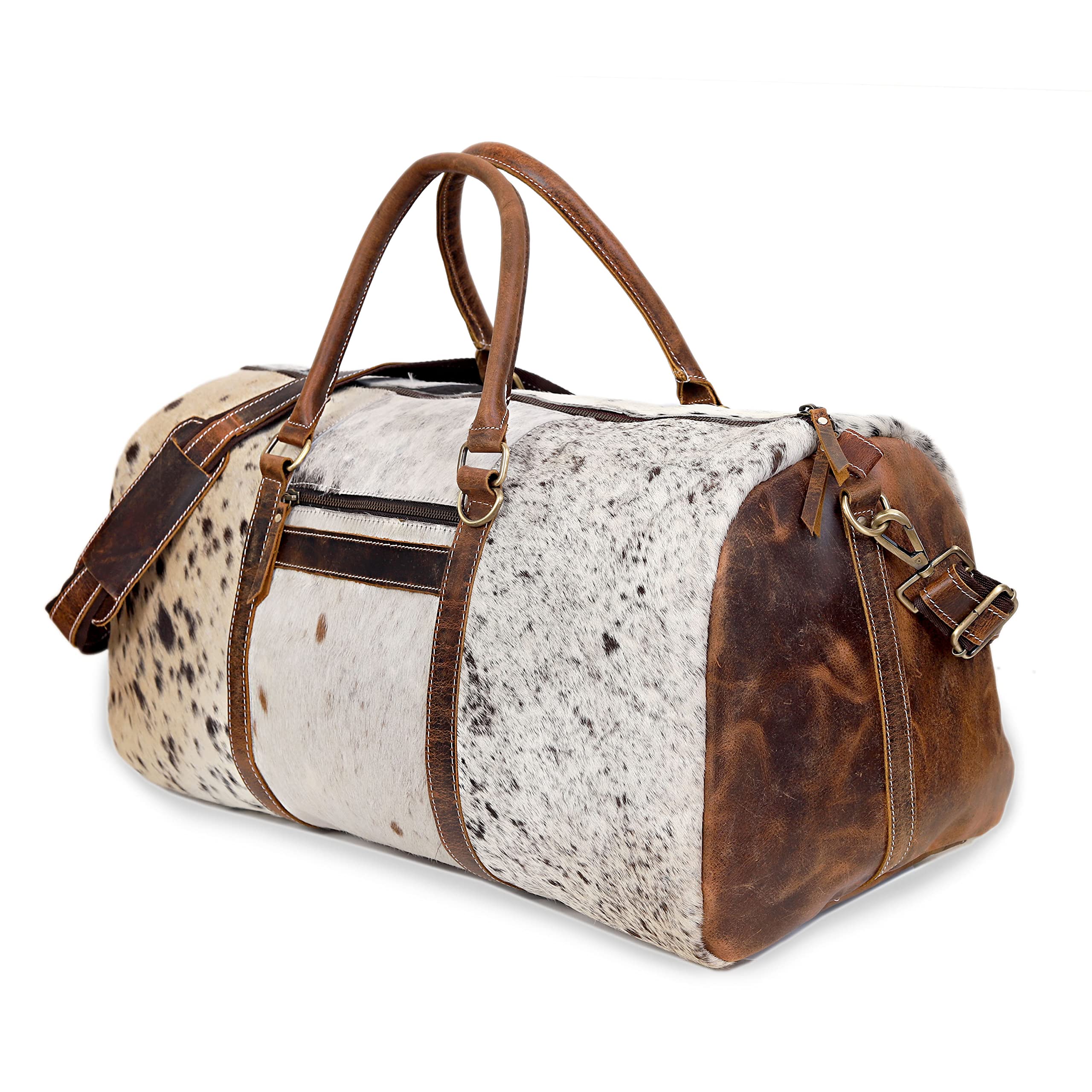 Premium Cowhide Duffel Bag - Large Unisex Leather Travel Bag for Men & Women - Durable Brown Shoe Duffel - Perfect for Gym, Weekend Getaways & Business Trips (Duffel Style 1)