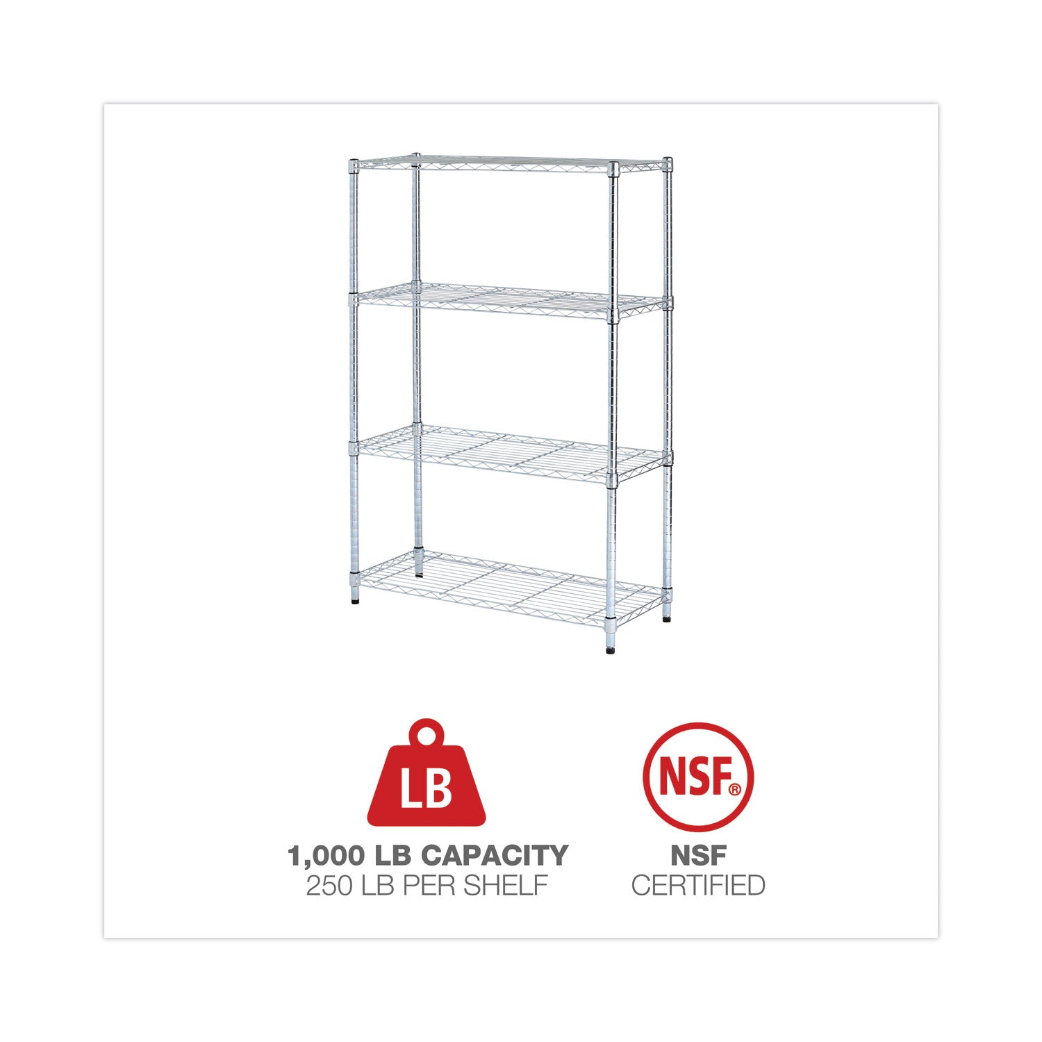 Alera® Residential Wire Shelving Unit - 4-Tier Metal Storage Shelf, 36