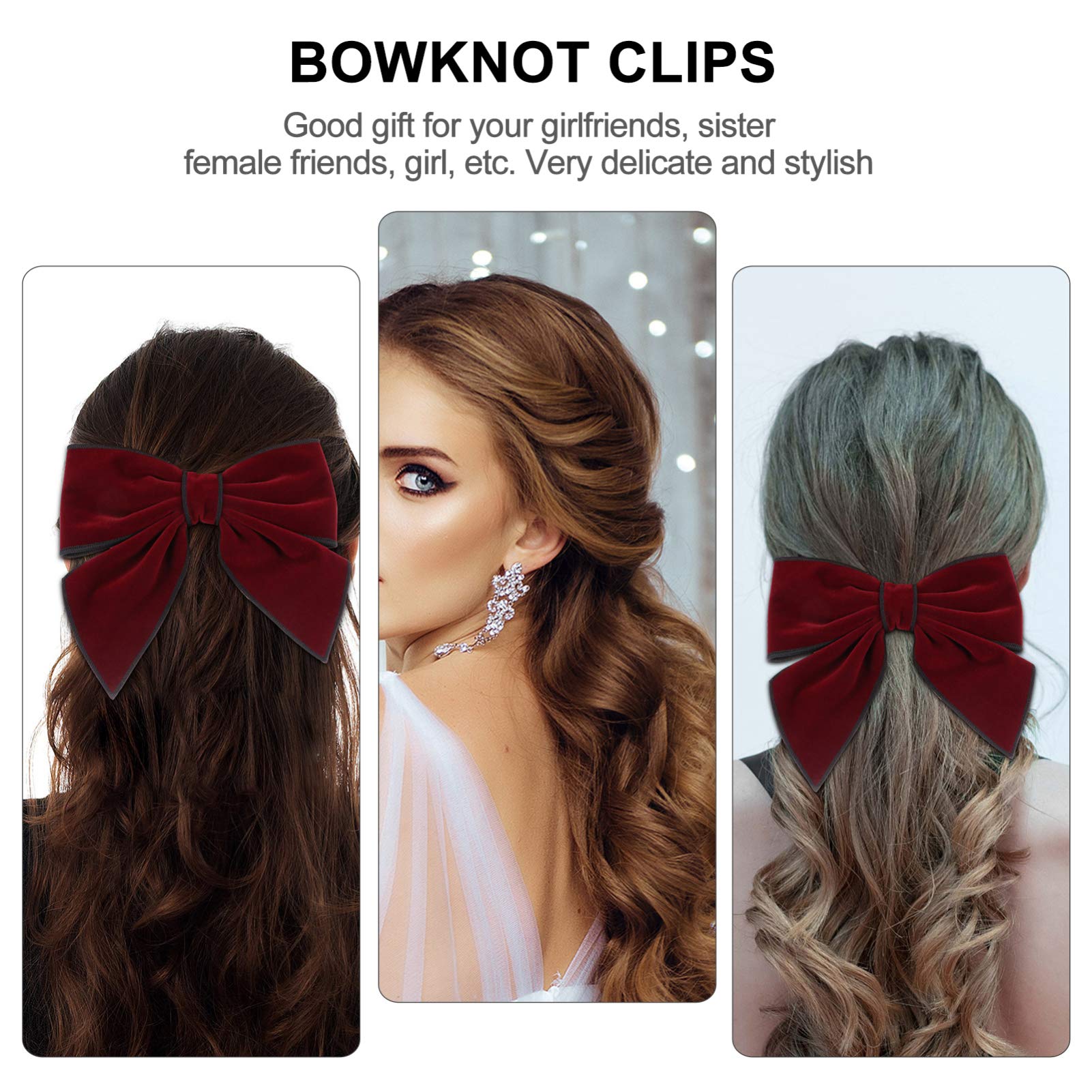 Vintage Velvet Hair Bows for Women & Toddlers - French Bow Barrette Clips for Girls, Parties & Weddings