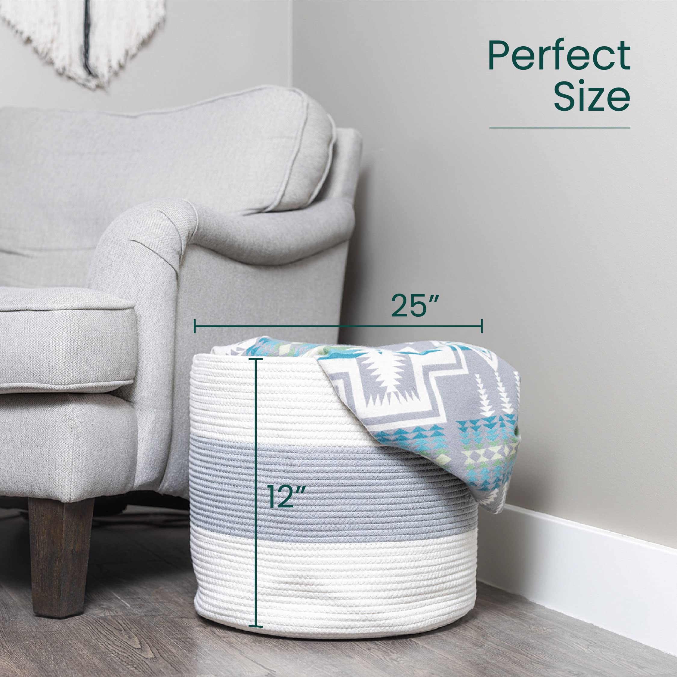 Reppit Large Collapsible Woven Laundry Basket - Double Stitched Storage Hamper for Clothes, Toys & Home Organization | Perfect for Bedroom, Nursery, Laundry Room & Dorm Storage