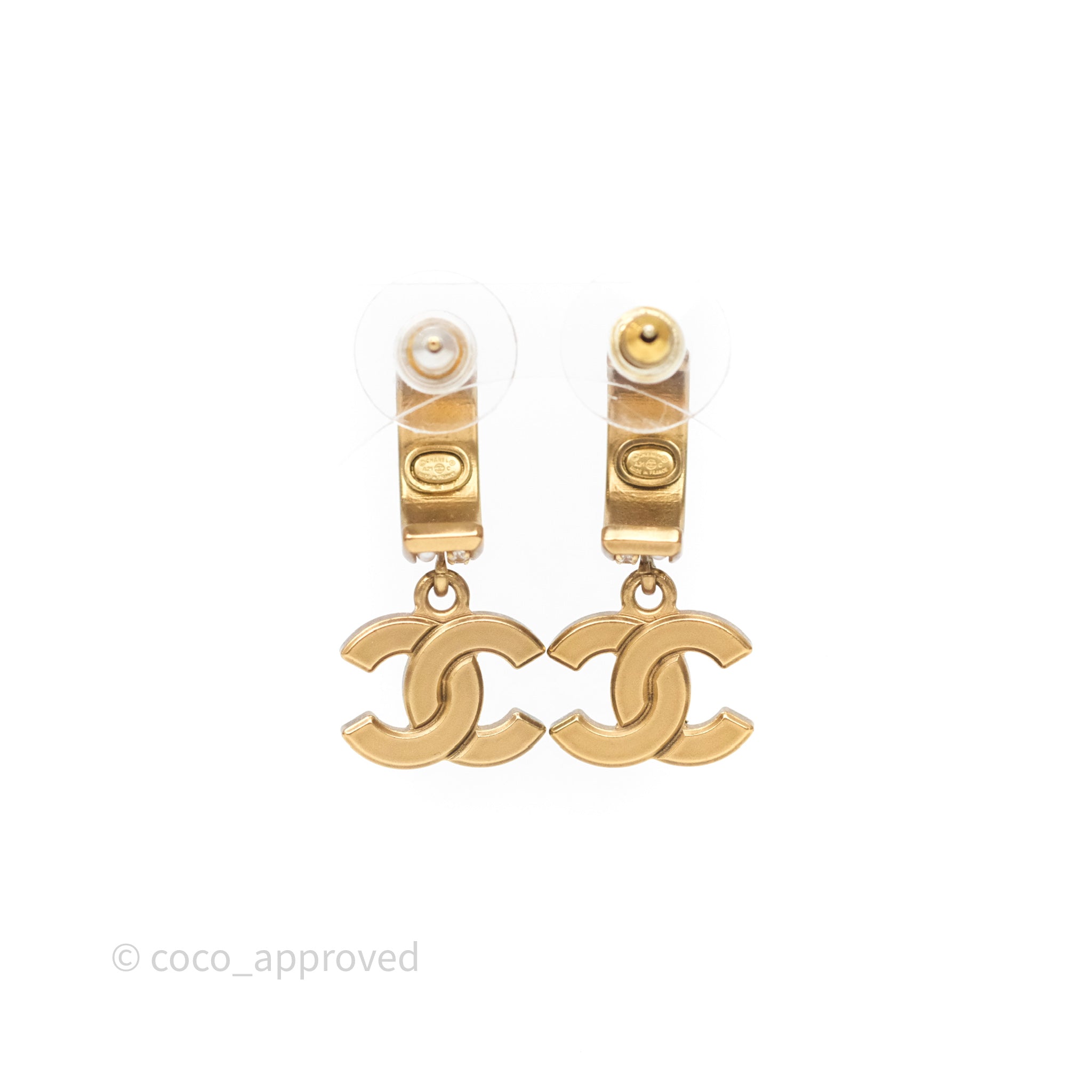Chanel CC Crystal Pearl Hoop Earrings Gold Tone 21C - Luxury Fashion Jewelry for Women, Elegant Pearl & Crystal Design - Perfect for Parties, Weddings & Special Occasions