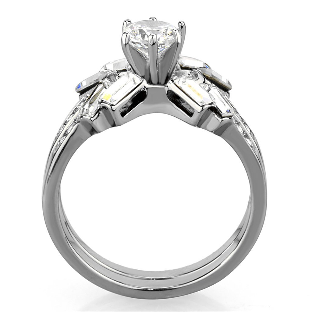 1.65ct CZ Wedding Ring Set for Women - Round & Baguette Cut - Size 5-10 - Perfect for Bridal & Anniversary Gifts