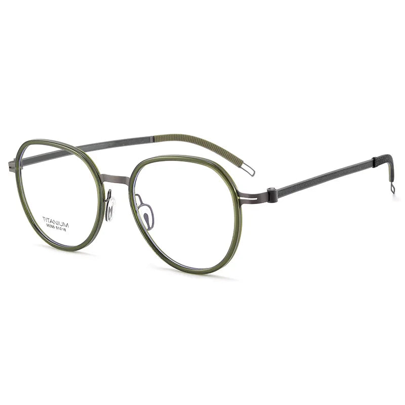 CCspace Unisex Full Rim Round Titanium Eyeglasses 57284 - Lightweight Durable Frame for Men & Women - Perfect for Reading, Work & Fashion Accessories