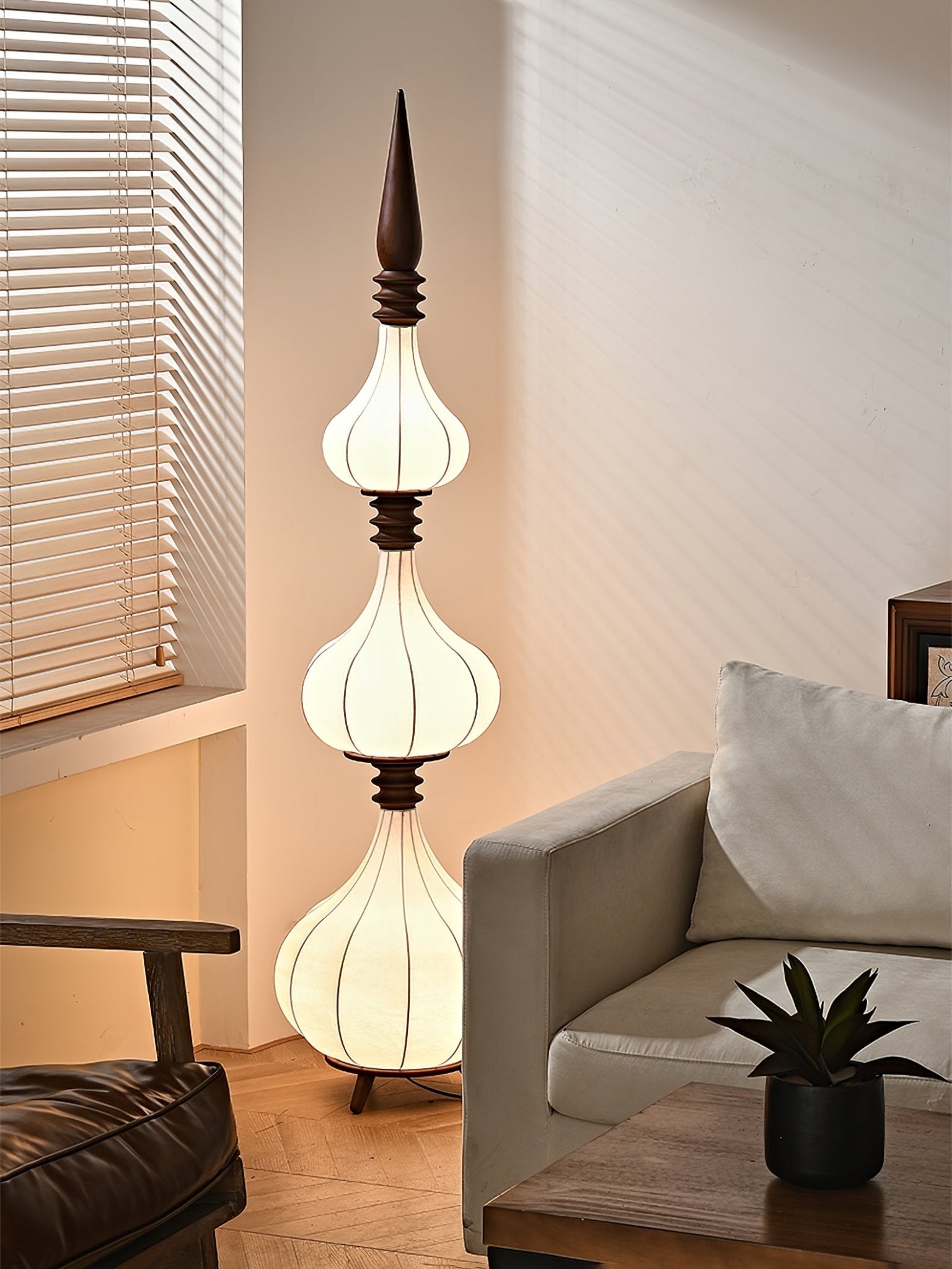 Modern Cassia Floor Lamp - Adjustable Height LED Standing Light for Living Room, Bedroom & Office - Warm White & Cool White Dimmable Lighting for Reading & Relaxation