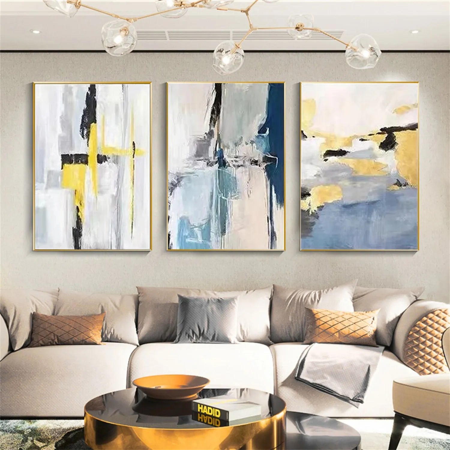 Abstract Painting Set of 3 - Modern Wall Art Canvas Prints for Living Room, Bedroom & Office Decor | #AB222