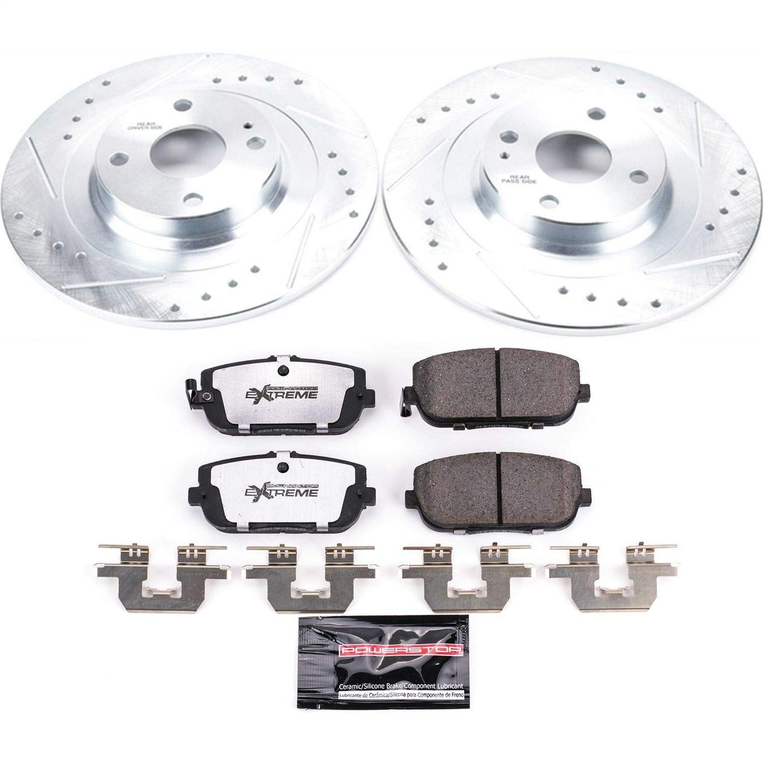 Power Stop K7362-26 Z26 Carbon Fiber Brake Pads & Drilled Slotted Rotors Kit - Compatible with Fiat 124 Spider (2017-2020) & Mazda MX-5 Miata (2016-2022) | High-Performance Braking for Sports Cars & Track Driving