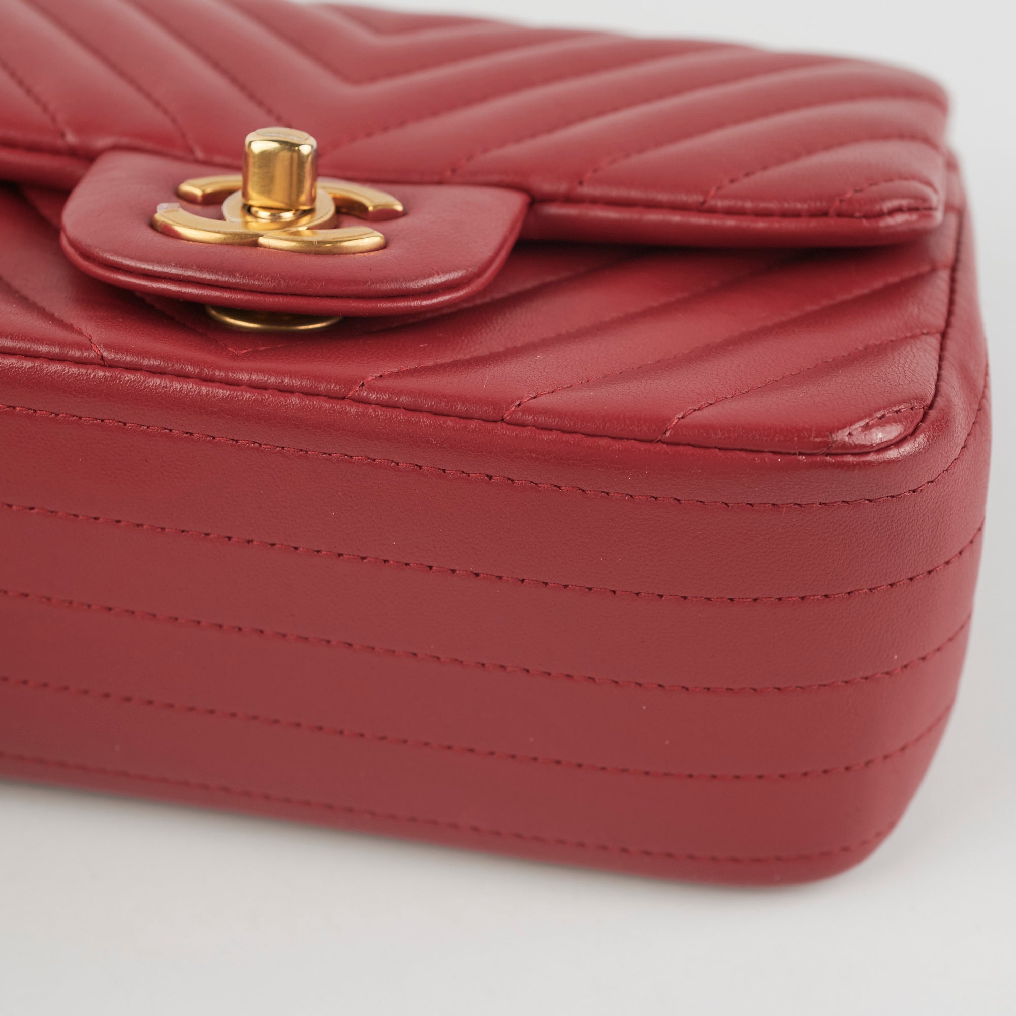 Chanel Mini Square Chevron Lambskin Red Crossbody Bag for Women | Luxury Designer Handbag | Perfect for Parties, Date Nights & Special Occasions