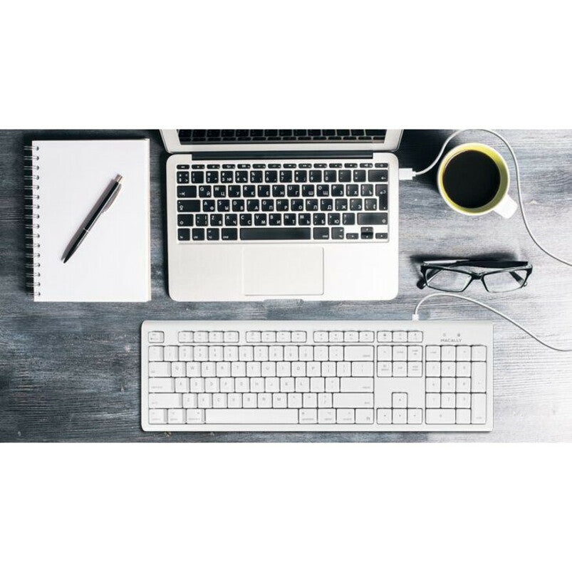 104-Key White Full-Size USB Wired Keyboard for Mac - Perfect for Office Work, Gaming & Home Computing