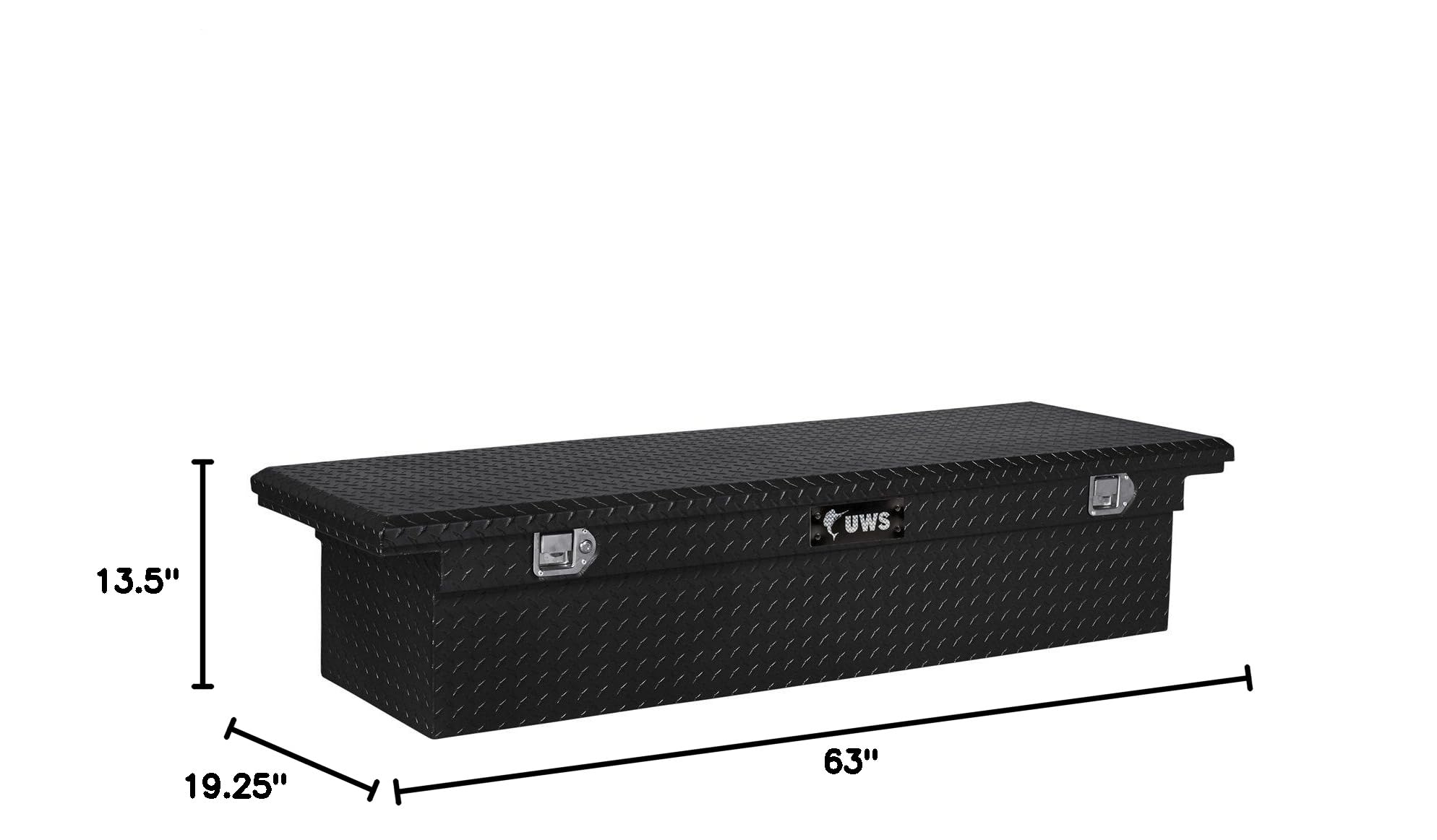 UWS TBS63LPBLK Low Profile Crossover Toolbox - Heavy Duty Black Aluminum Truck Tool Box for Pickup Trucks | Perfect for Construction, Farming & Off-Road Work