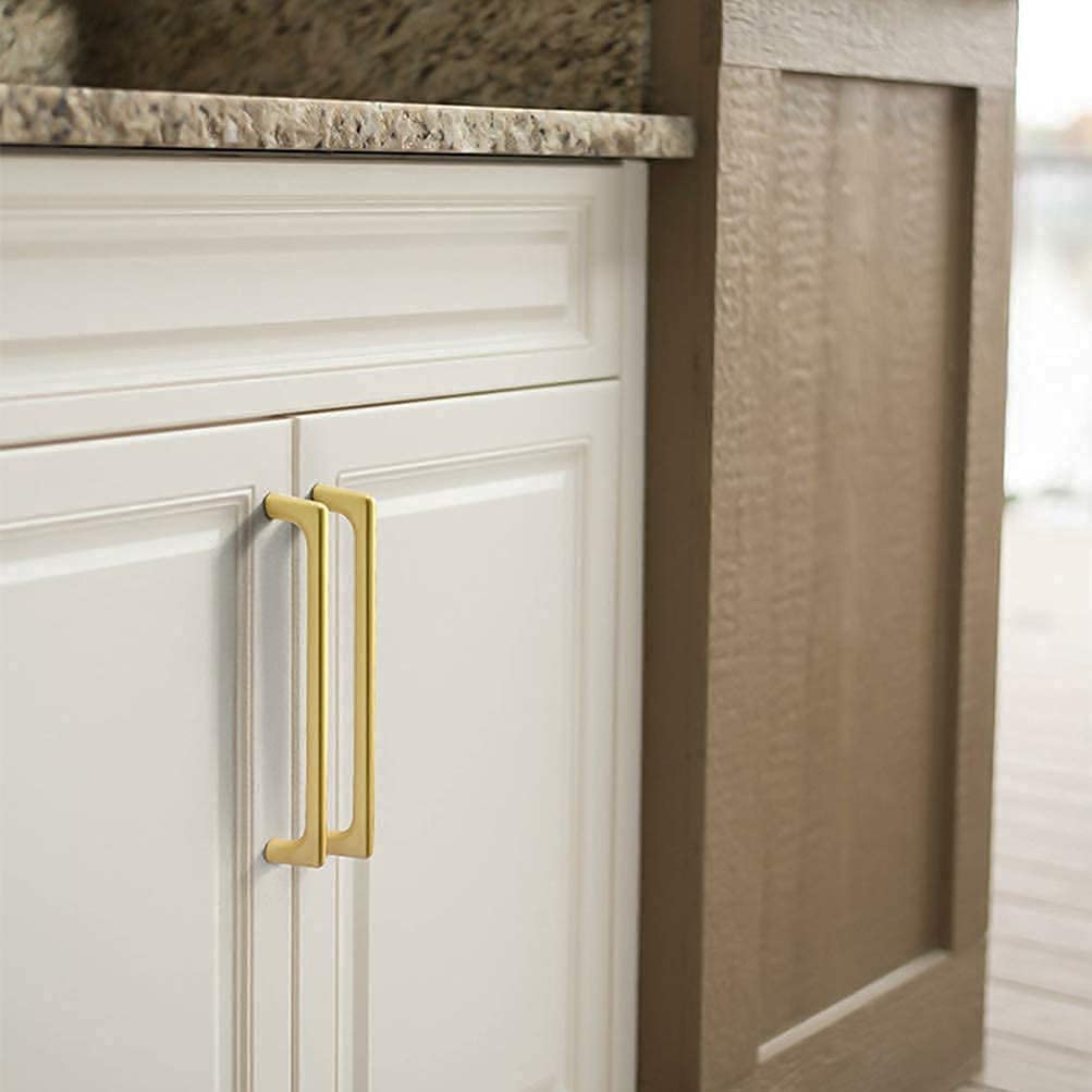Myxekllo 4 Pack Gold Cabinet Drawer Pulls - Brushed Gold Dresser Handles for Bathroom & Kitchen Cabinets, Furniture Hardware - Perfect for Home Renovation & DIY Projects