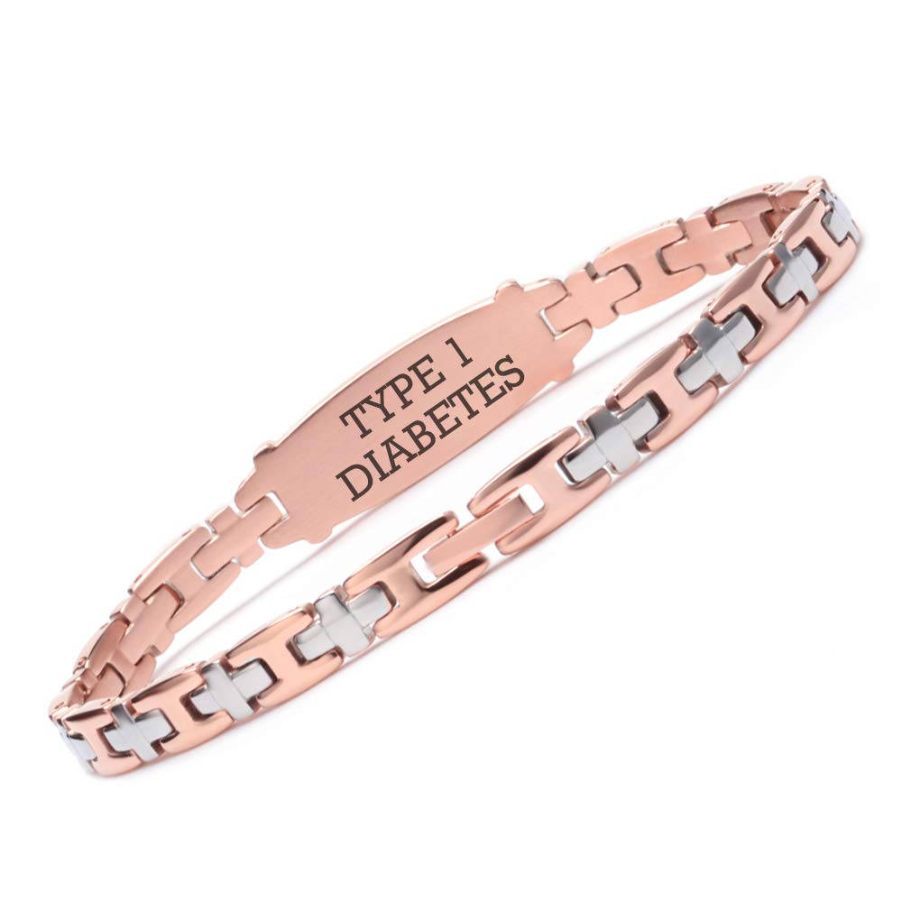 LinnaLove Medical Alert Bracelet for Women - Stainless Steel Emergency ID Bracelet with Engraved Info - 7.5