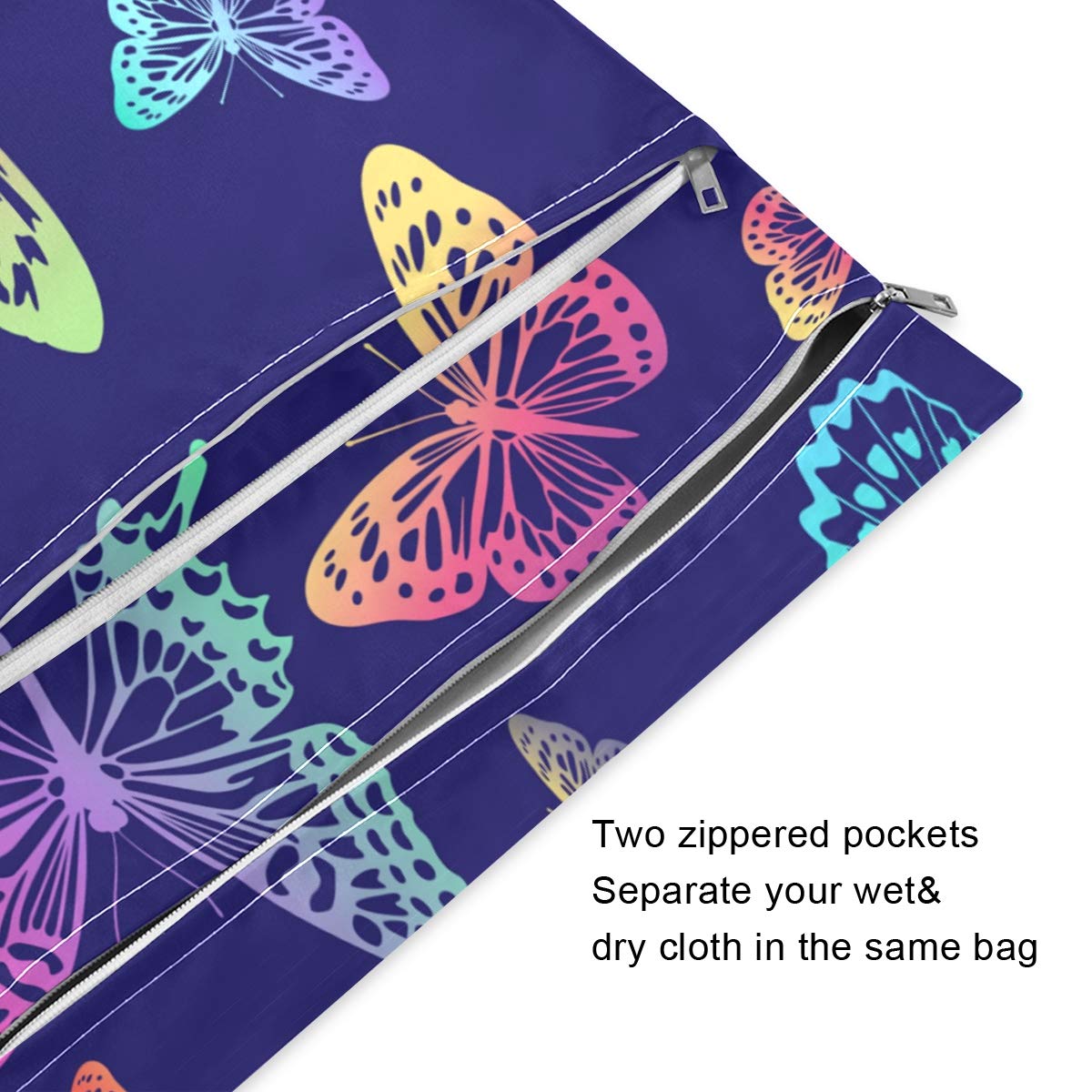 Waterproof Wet Dry Bag for Cloth Diapers & Swimsuits - 2 Pack Reusable Travel Beach Bags for Wet Clothes, Toiletries & Baby Essentials - Perfect for Daycare, Pool, Gym & Outdoor Activities