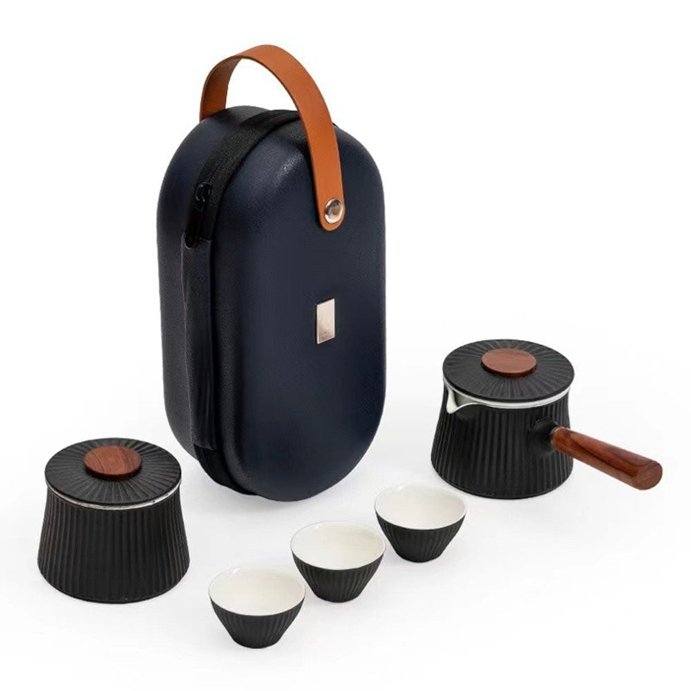 Premium Japanese Tea Set with Travel Bag - Authentic Ceramic Tea Cups & Pot for Home, Office, or Travel Use
