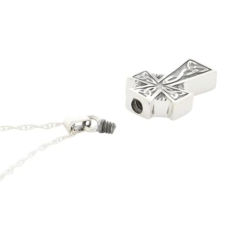 Celtic Cross Cremation Jewelry Pendant Necklace for Ashes - Sterling Silver Memorial Keepsake - Perfect for Honoring Loved Ones at Funerals, Memorials & Special Occasions