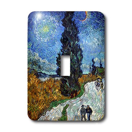 Van Gogh Painting Country Road in Province Light Switch Cover - 3D Printed Art Design for Home & Office Decor - Perfect for Living Room, Bedroom, or Kitchen Wall Switch Plates