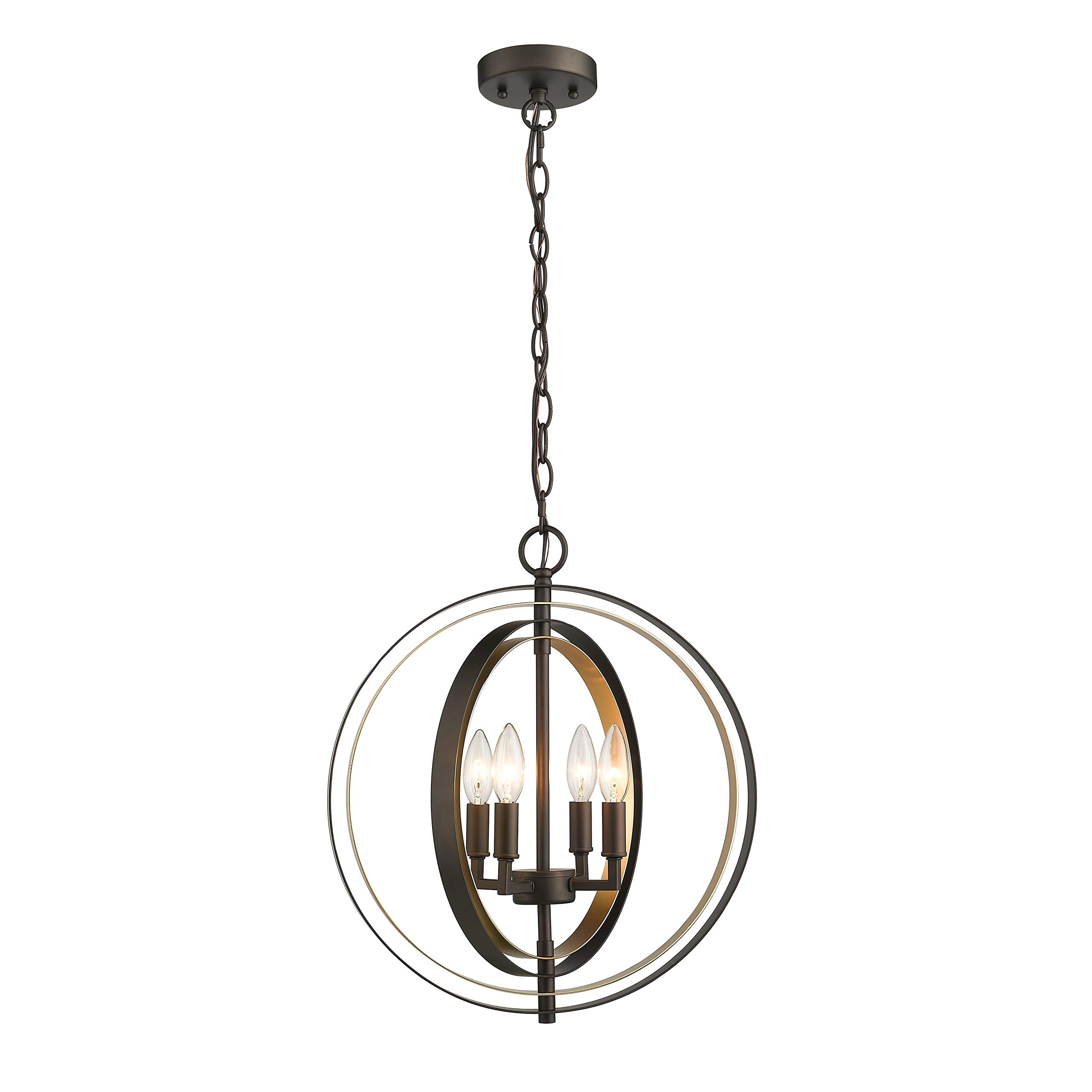 Chloe 4-Light Oil Rubbed Bronze & Gold Pendant Light Fixture - Modern Dining Room & Kitchen Island Lighting - Perfect for Farmhouse, Industrial & Rustic Decor