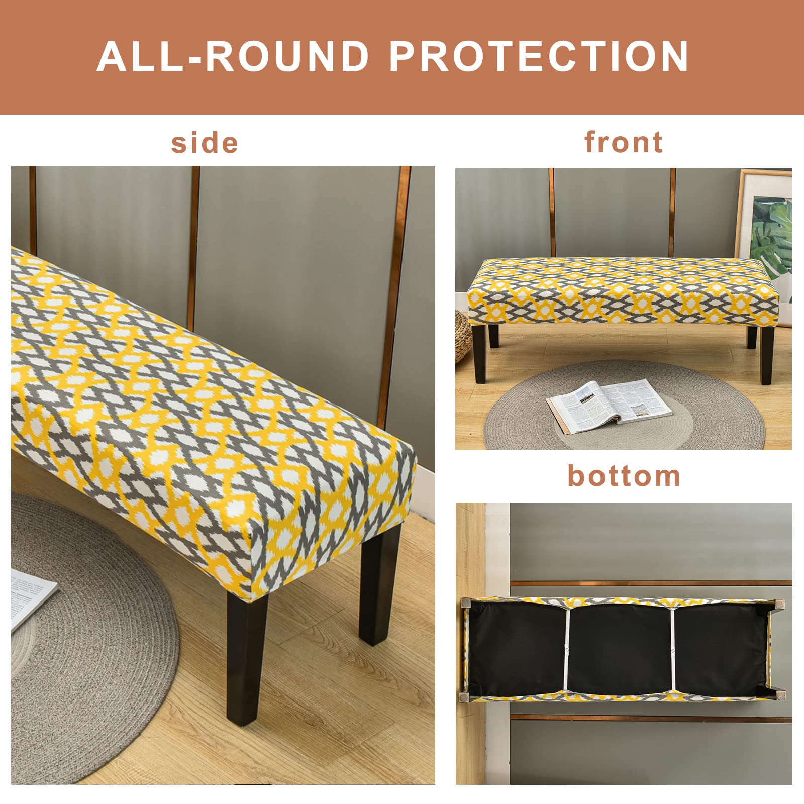 Eco-Friendly Ancheng Stretchable Dining Chair Covers - Removable Bench Slipcovers for Kitchen & Living Room Furniture Protection | Perfect for Home Decor & Daily Use