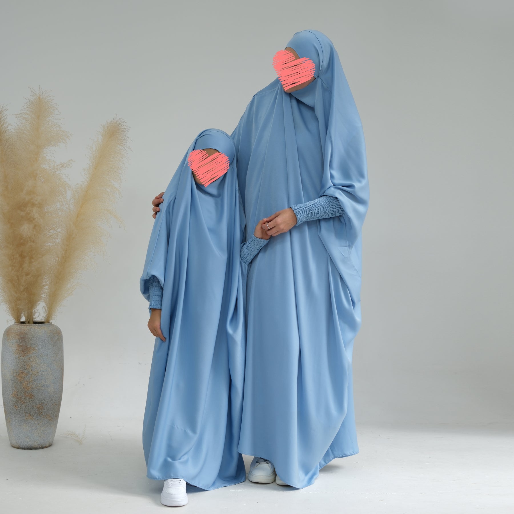 Marwa Kids Satin Jilbab Hijab - Soft Blue Islamic Headscarf for Girls | Perfect for School, Prayer & Special Occasions