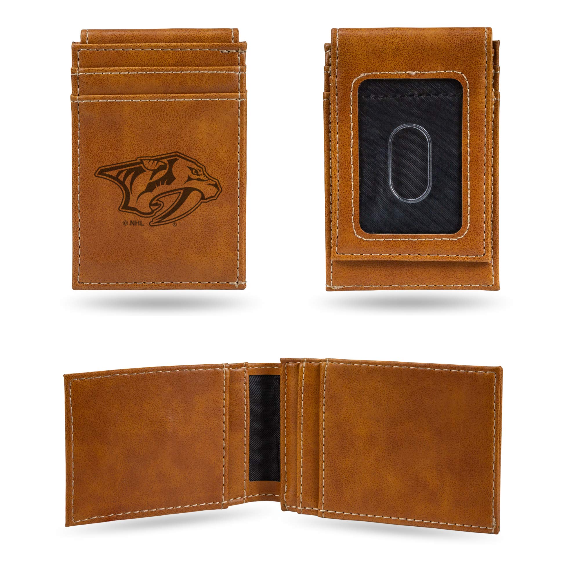 NHL Hockey Laser Engraved Front Pocket Wallet - Slim & Comfortable Bifold Wallet for Men - Perfect for Hockey Fans, Game Days & Everyday Carry
