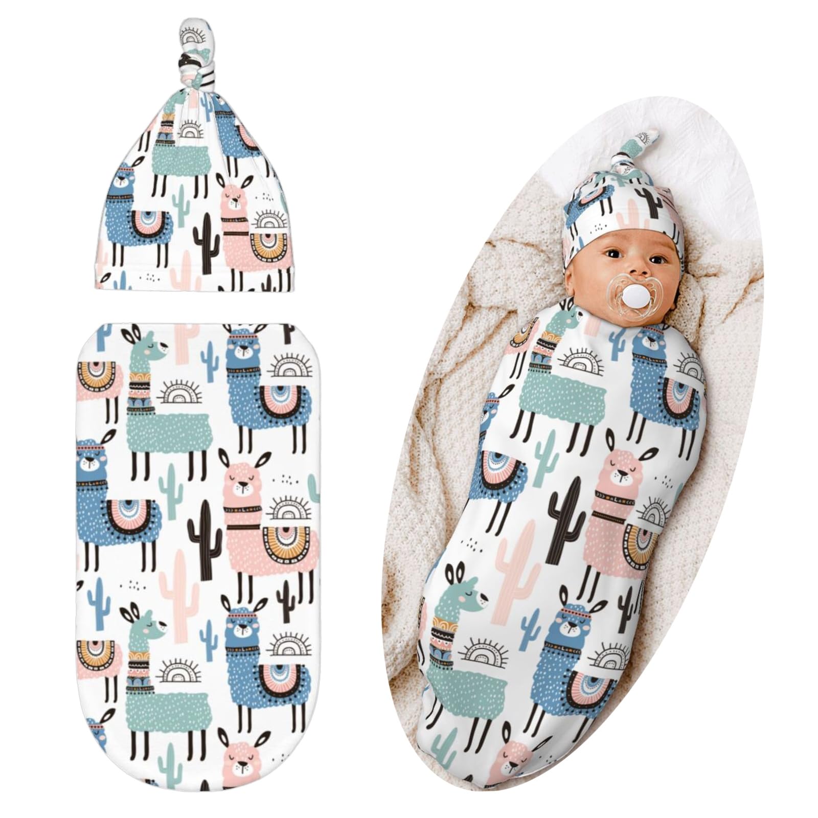 Soft Baby Swaddle Blanket - Breathable Newborn Sleeping Bag for Boys & Girls - Unisex Swaddling Sack with Llama Design - Perfect for Nursery, Naptime & Travel
