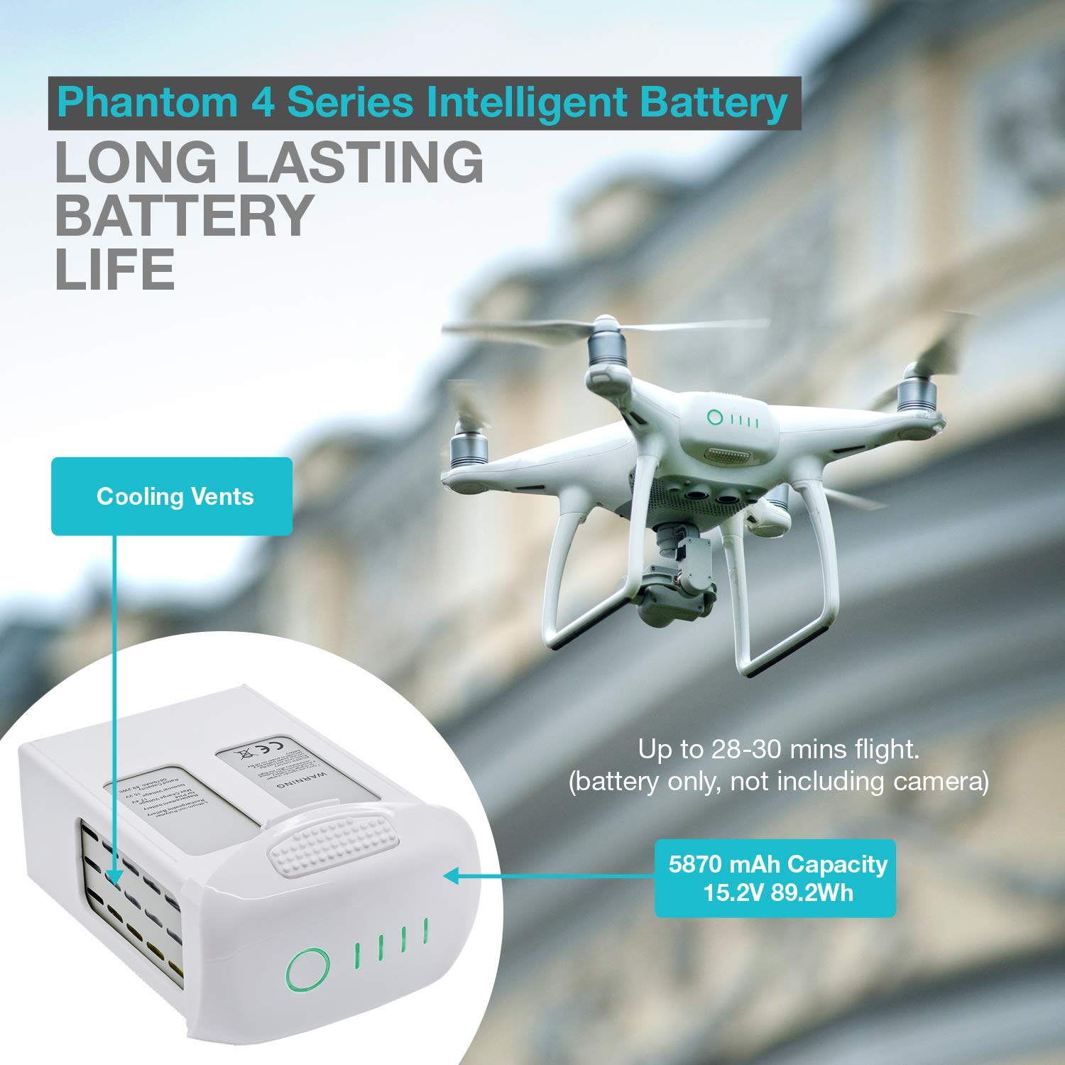 2 Pairs ExpertPower 9455S Propellers + 1 Pack 15.2V 5870mAh High-Capacity Intelligent Flight Battery Combo for DJI Phantom 4 Series Drones - Perfect for Aerial Photography, Videography & Extended Flight Time